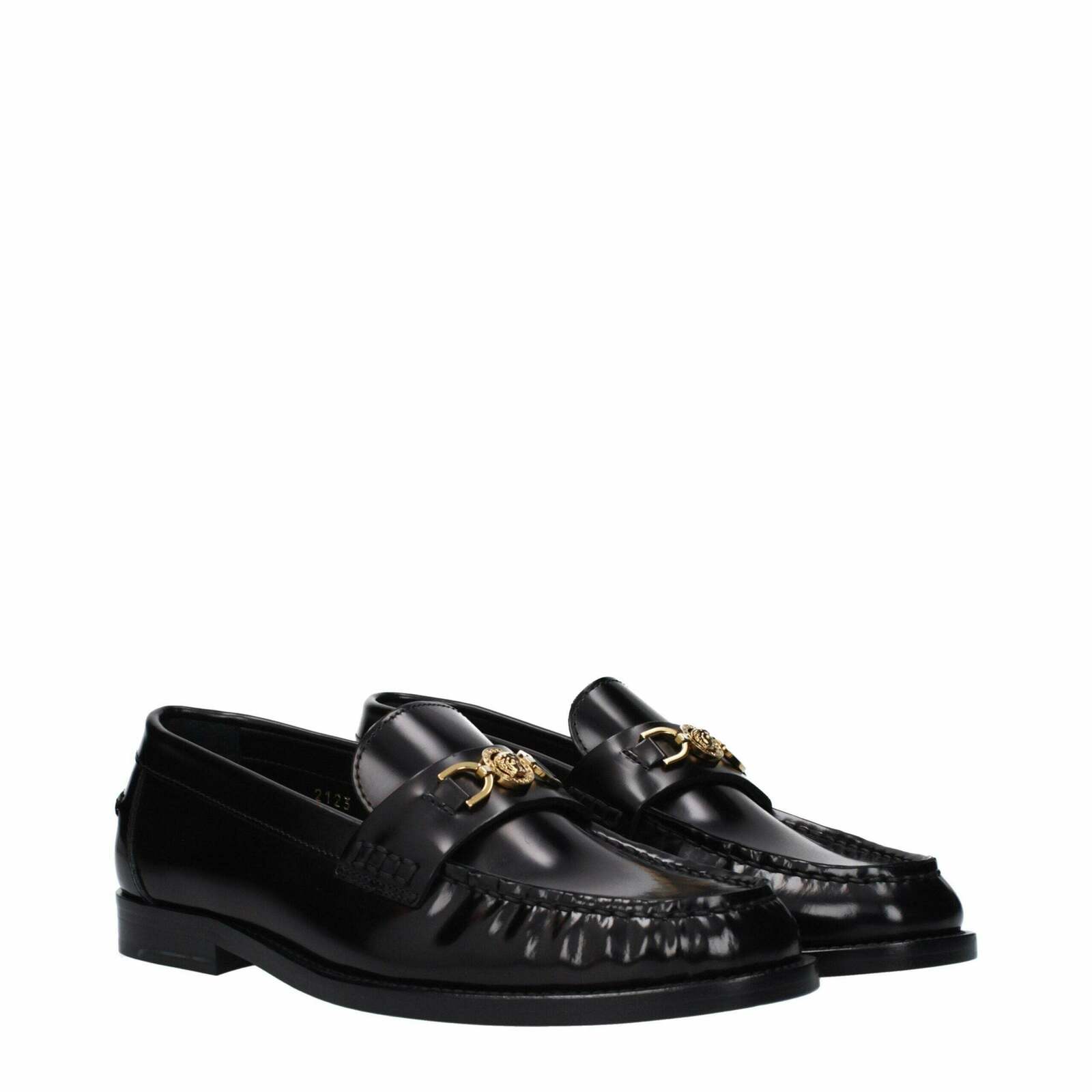 Leather Loafer with Front Logo and Detail - Black / 38.5 EU