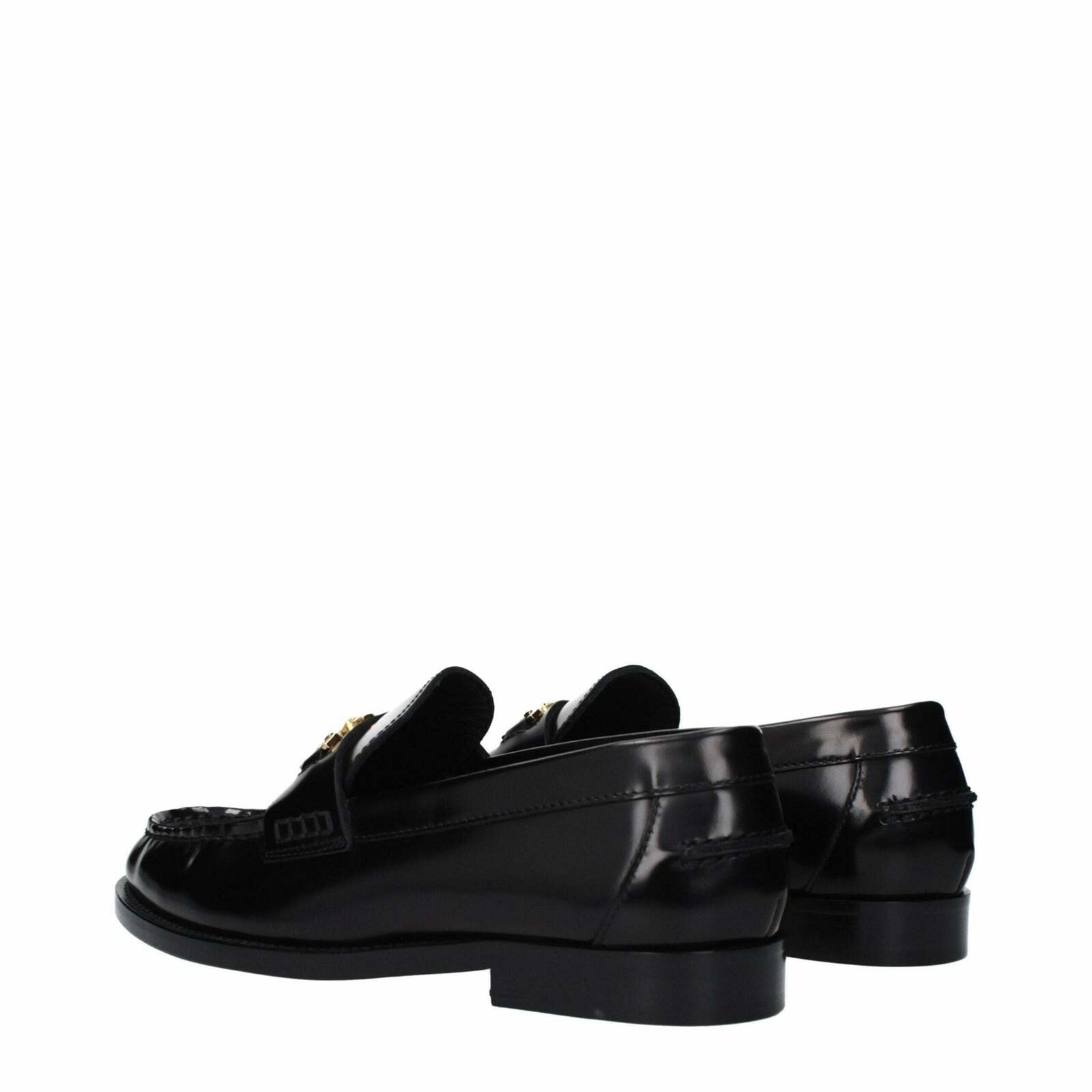 Leather Loafer with Front Logo and Detail - Black / 38.5 EU