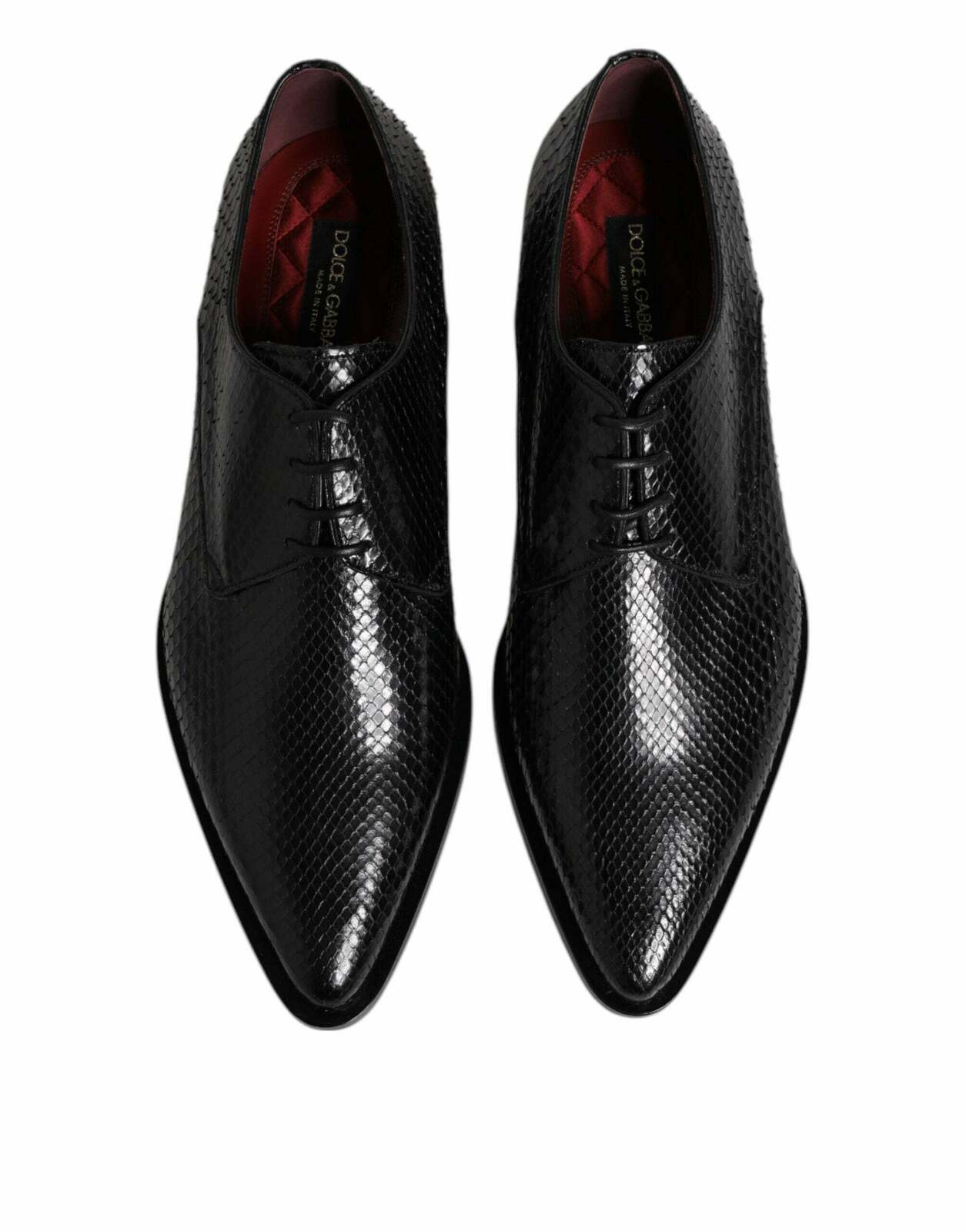 Python Leather Lace Up Derby Dress Shoes - Black / 40 EU