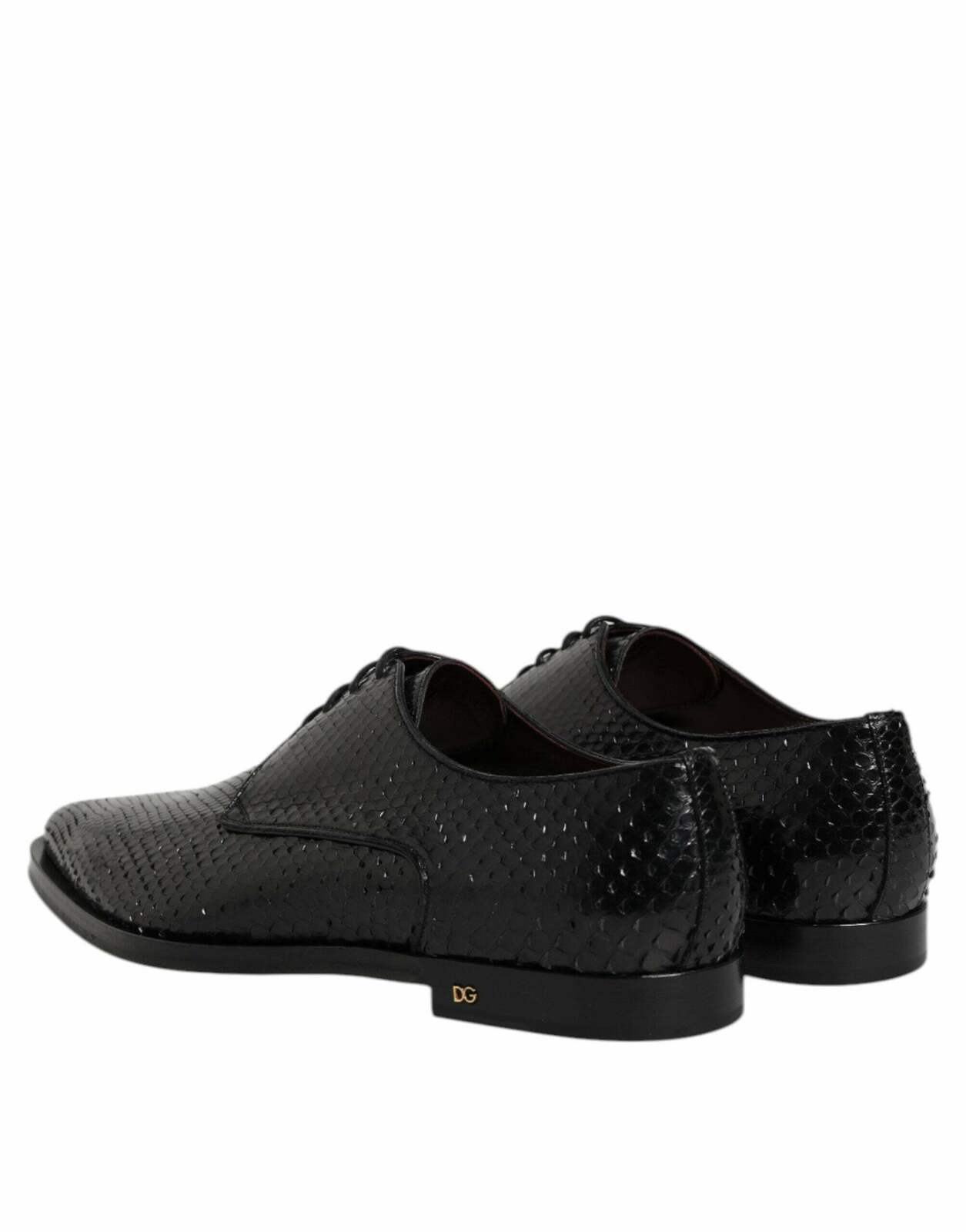 Python Leather Lace Up Derby Dress Shoes - Black / 40 EU