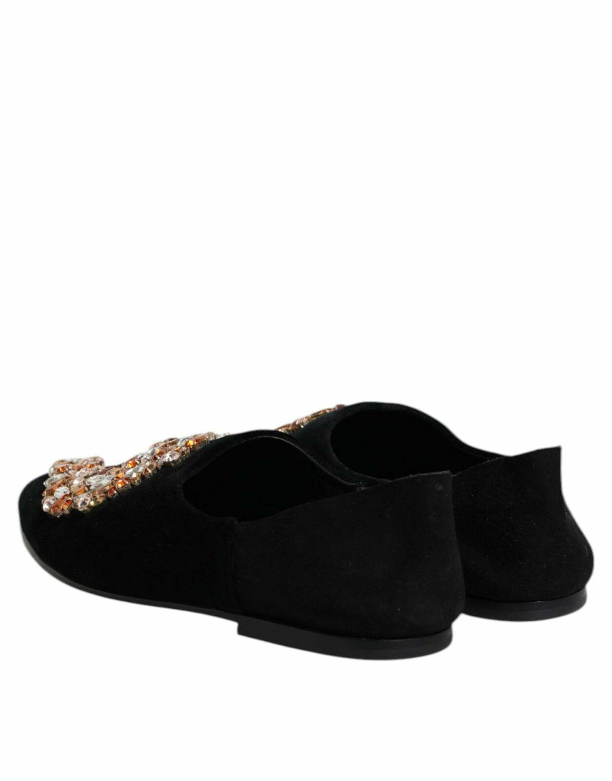 Velvet Embellished Loafer Slip On Shoes with Leather Sole - Black / 43 EU