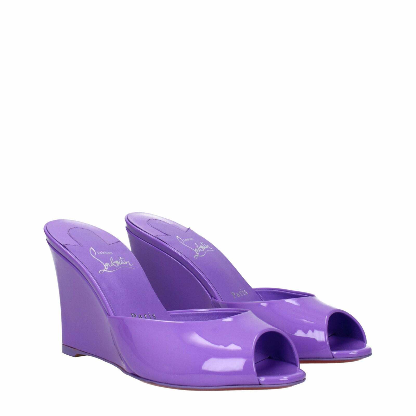Patent Leather Open Toe Wedge Heels - Purple / 37 EU