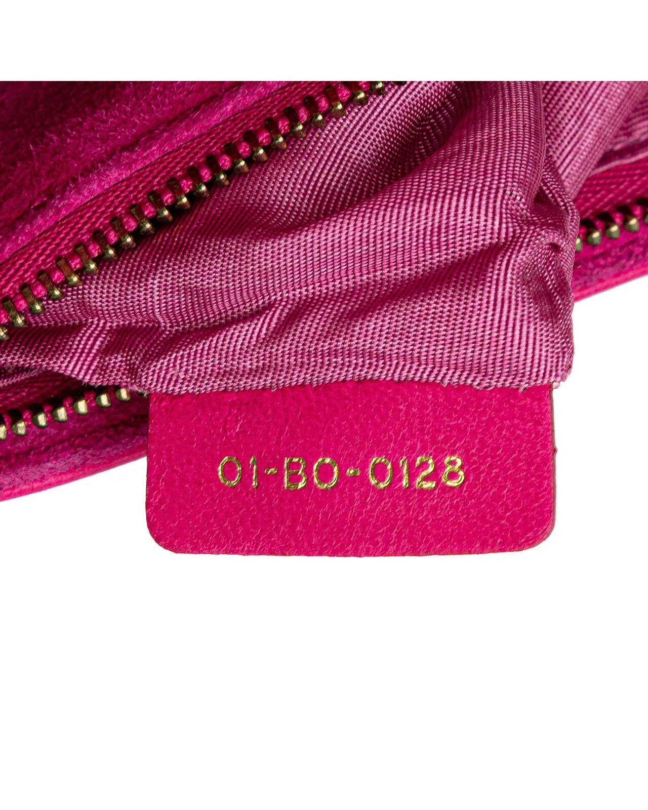 Dior Saddle Flap Wallet on Chain Fuchsia Lambskin Leather - Pink / One Size