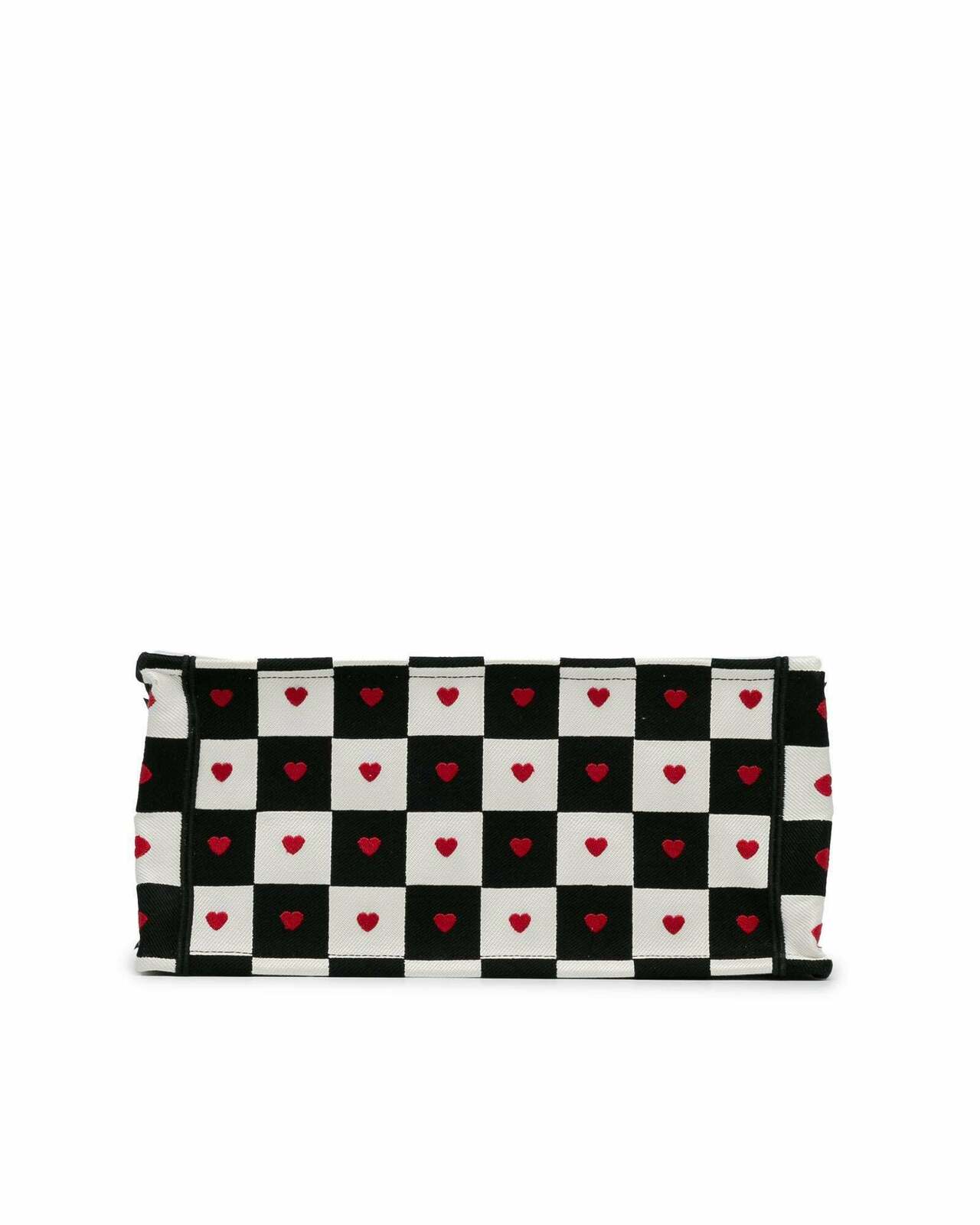 Dior Book Tote Checkerboard Heart BlackWhiteRed - White / One Size