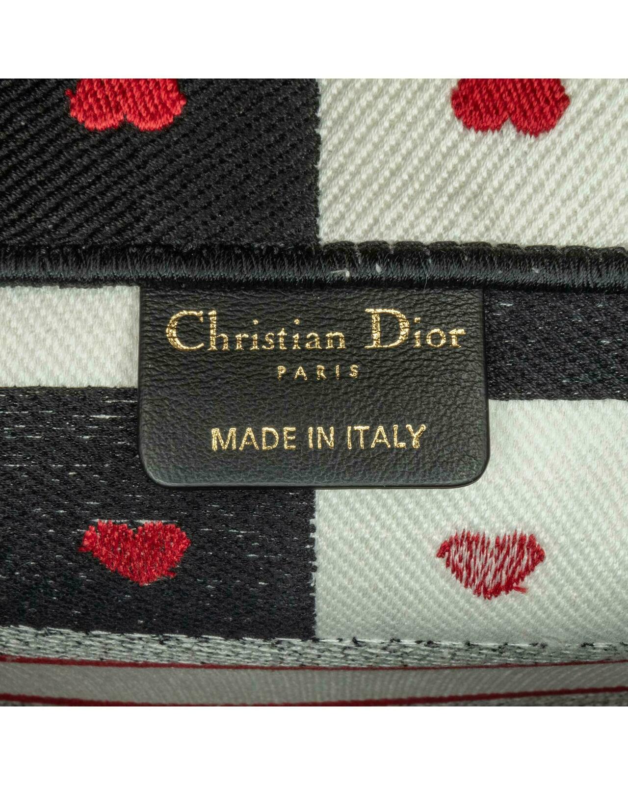 Dior Book Tote Checkerboard Heart BlackWhiteRed - White / One Size