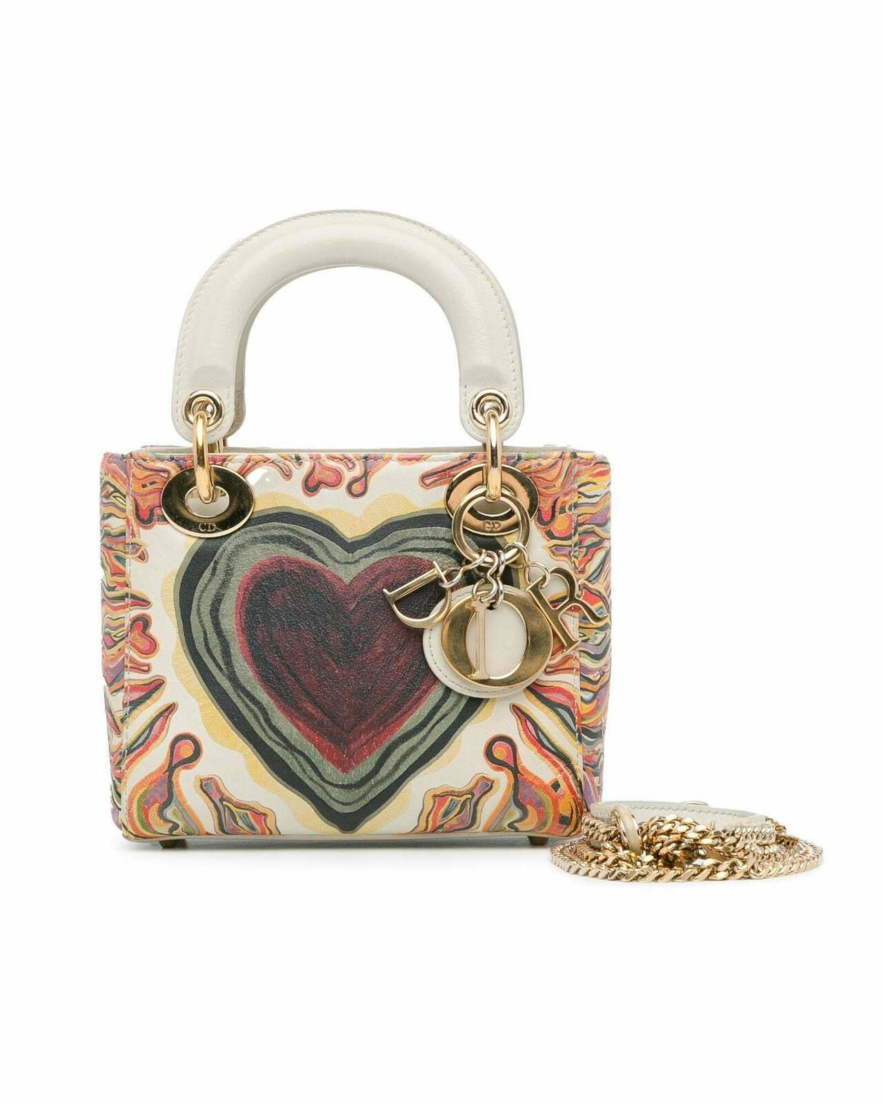 Dior Lady Dior Mini Bag with Hearts - White / One Size