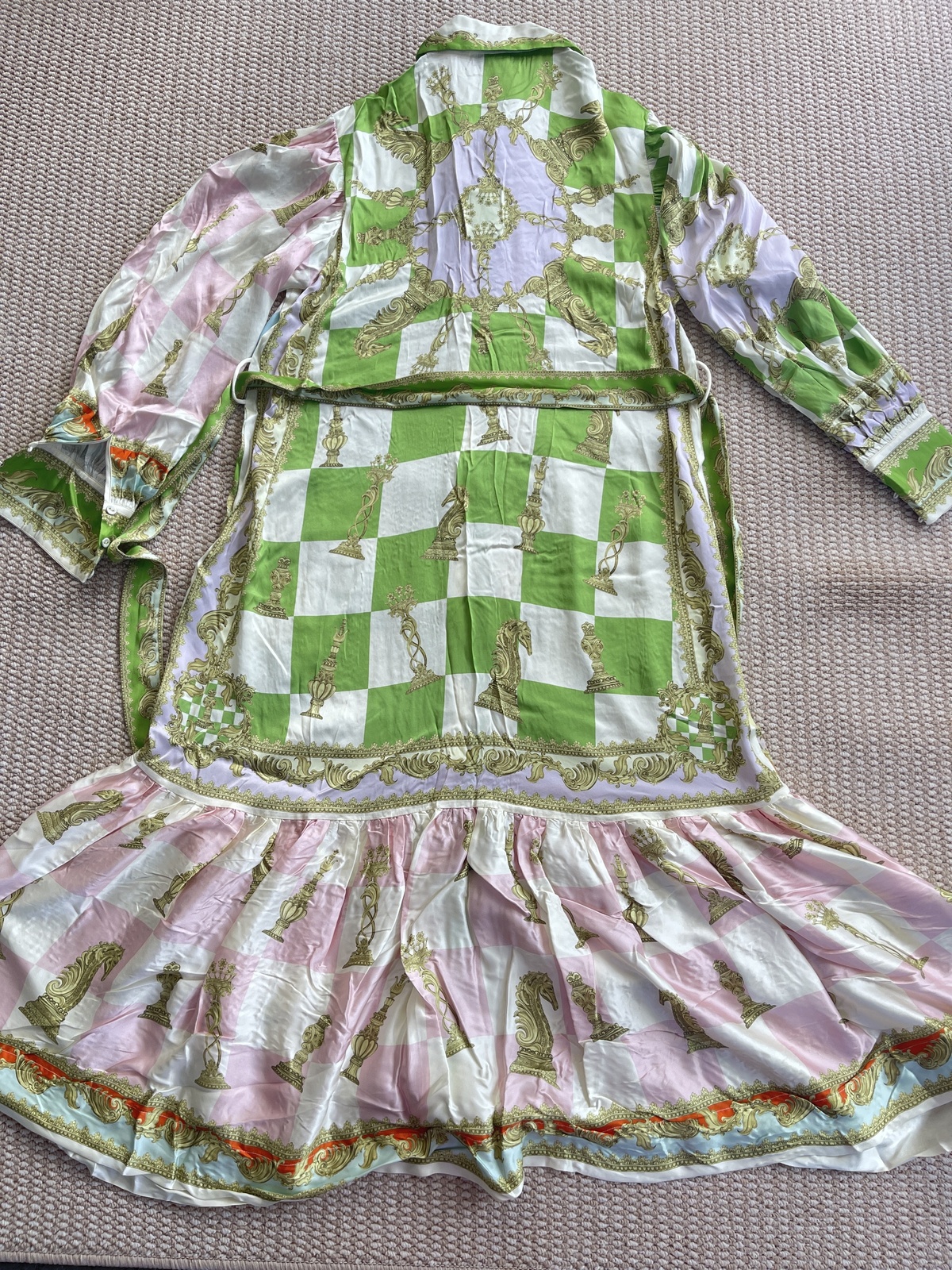 CHECKMATE SILK SHIRTDRESS MULTI AU14/US10