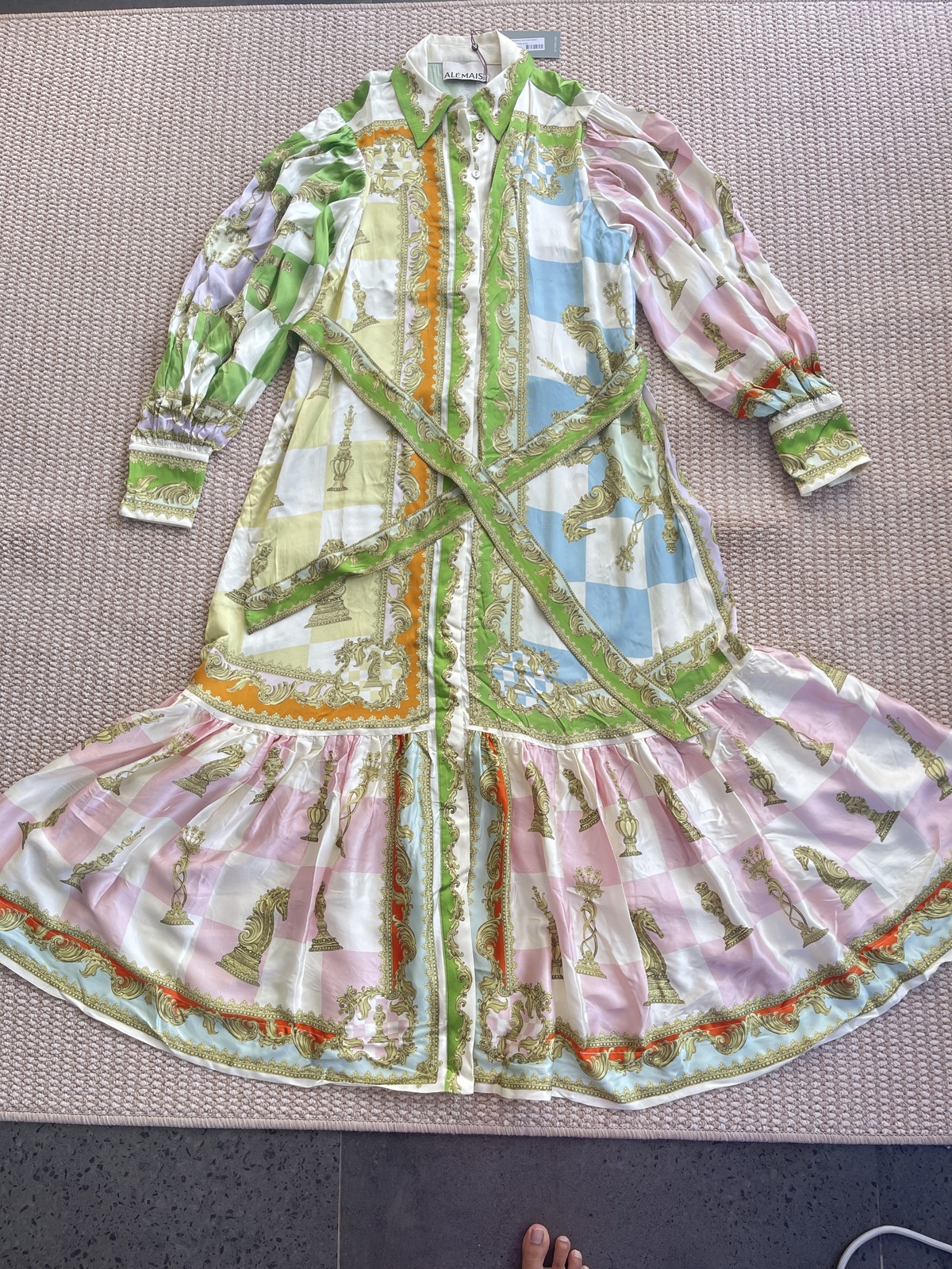 CHECKMATE SILK SHIRTDRESS MULTI AU14/US10