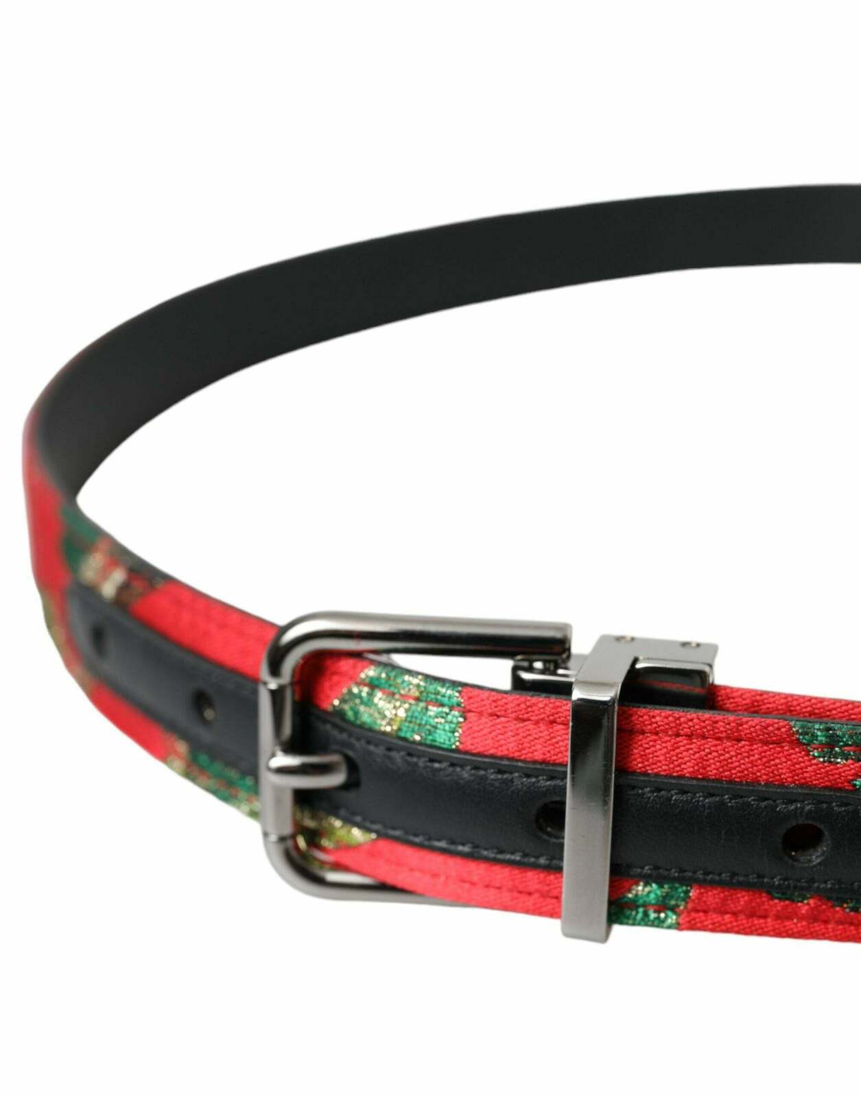 Floral Brocade Belt Red  Green - Red / 90 cm