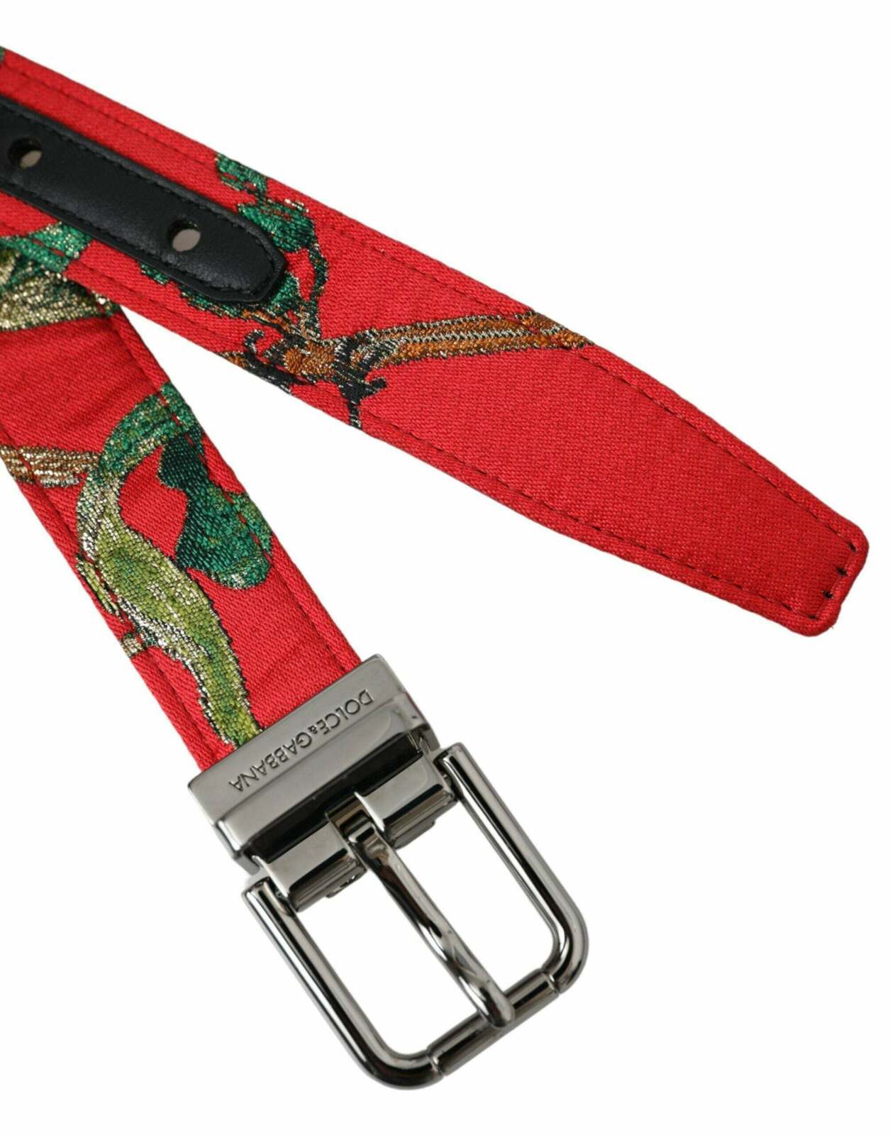 Floral Brocade Belt Red  Green - Red / 90 cm