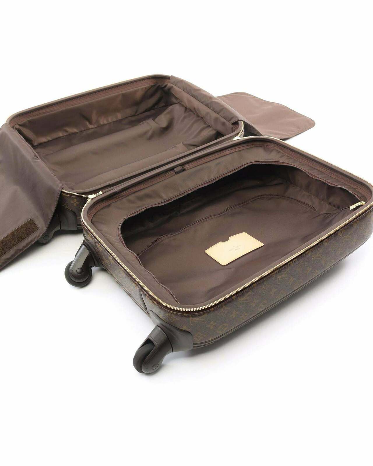 Monogram Canvas Trolley Bag with Leather Handle and Interior Zip Compartment - Brown / One Size