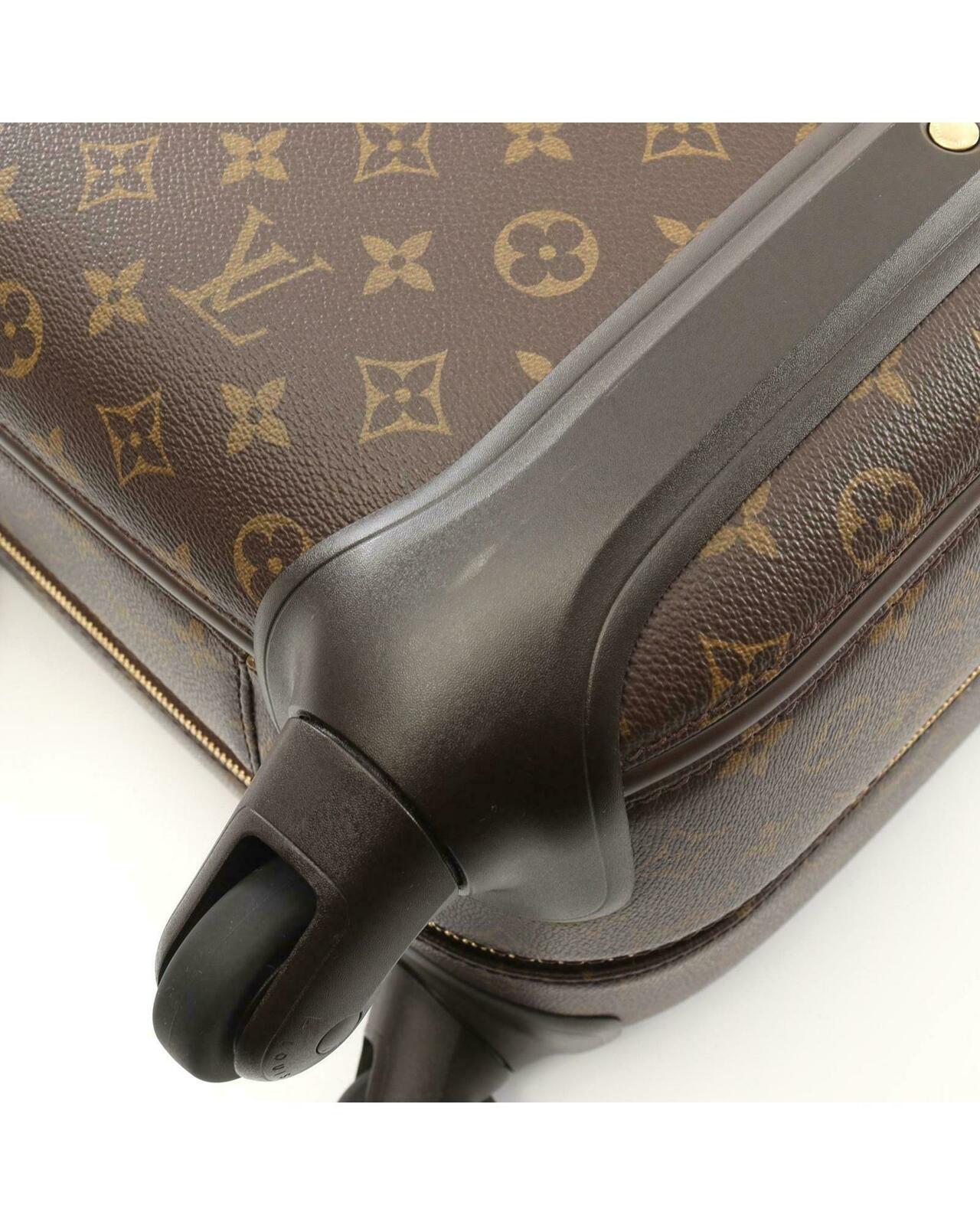 Monogram Canvas Trolley Bag with Leather Handle and Interior Zip Compartment - Brown / One Size