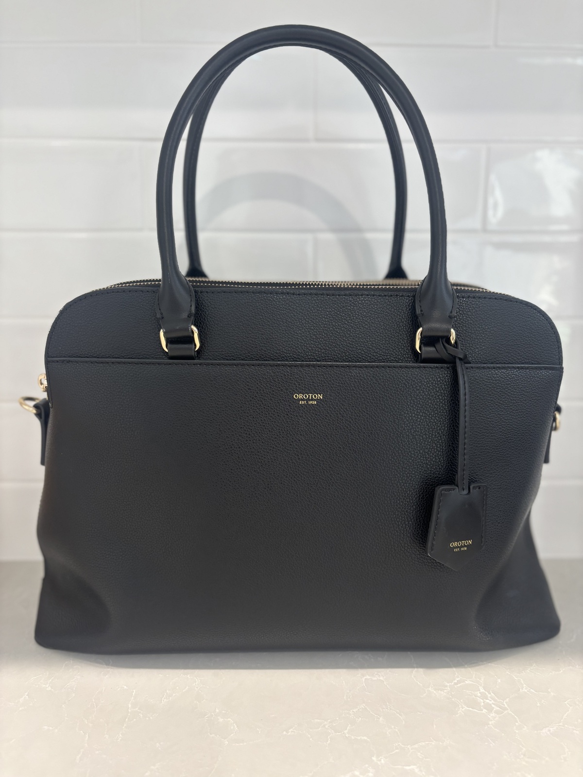 Iris Double Zip 14" Tote Bag Black