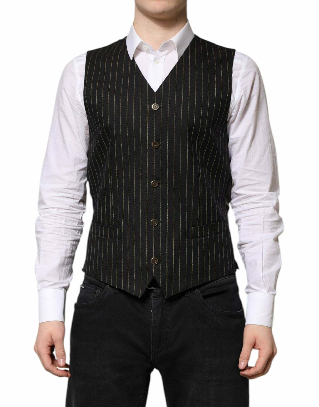Pinstripe Vest Formal Wear - Black / 48 IT