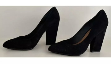 BNWOB Black Suede Block Heels Size 9