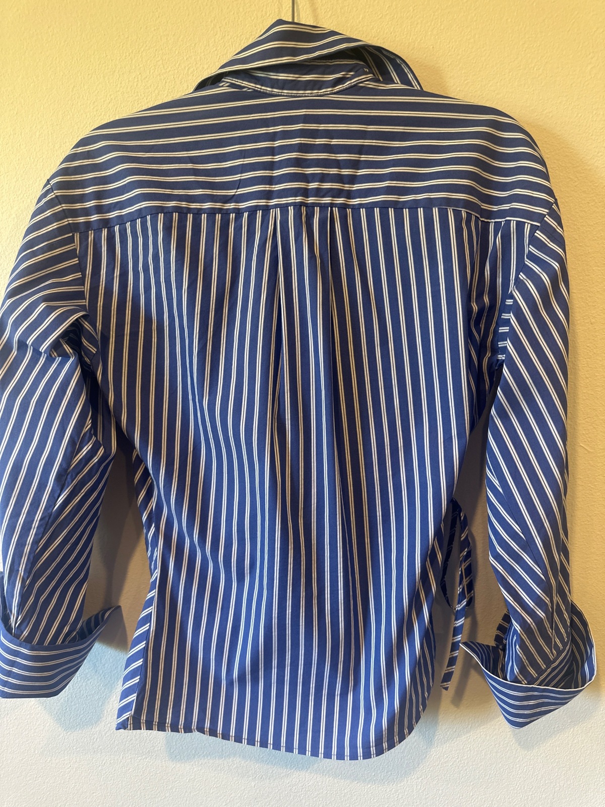 Stripe blue and white tie wrap shirt