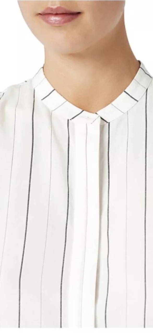 BNWT Women's Size 16 Ivory/Midnight Stripe Sleeveless Linen Shirt