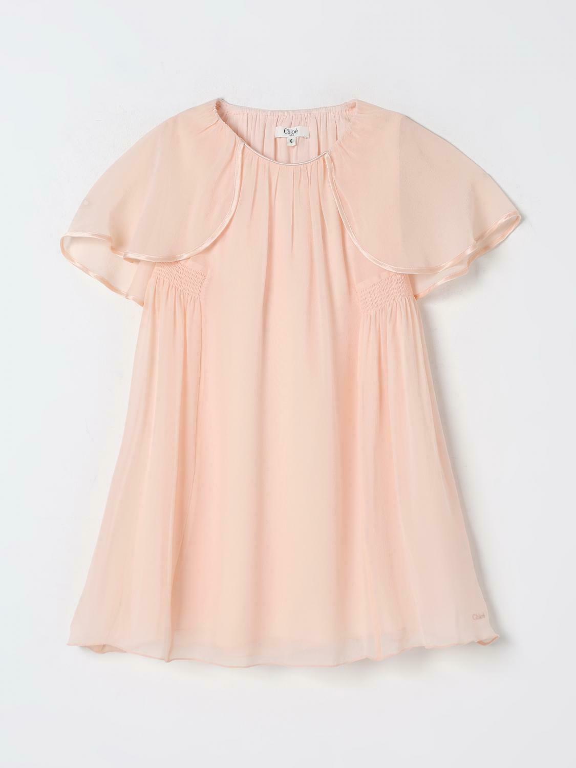 Silk Mini Dress with Cape Sleeves - Pink / 6 EU