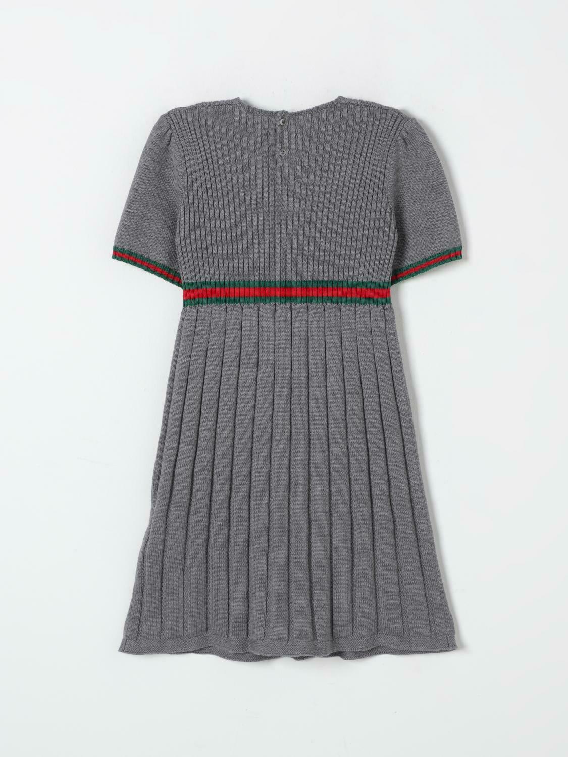 Ribbed Knit Pleated Dress Web Stripe - Grey / 12 EU