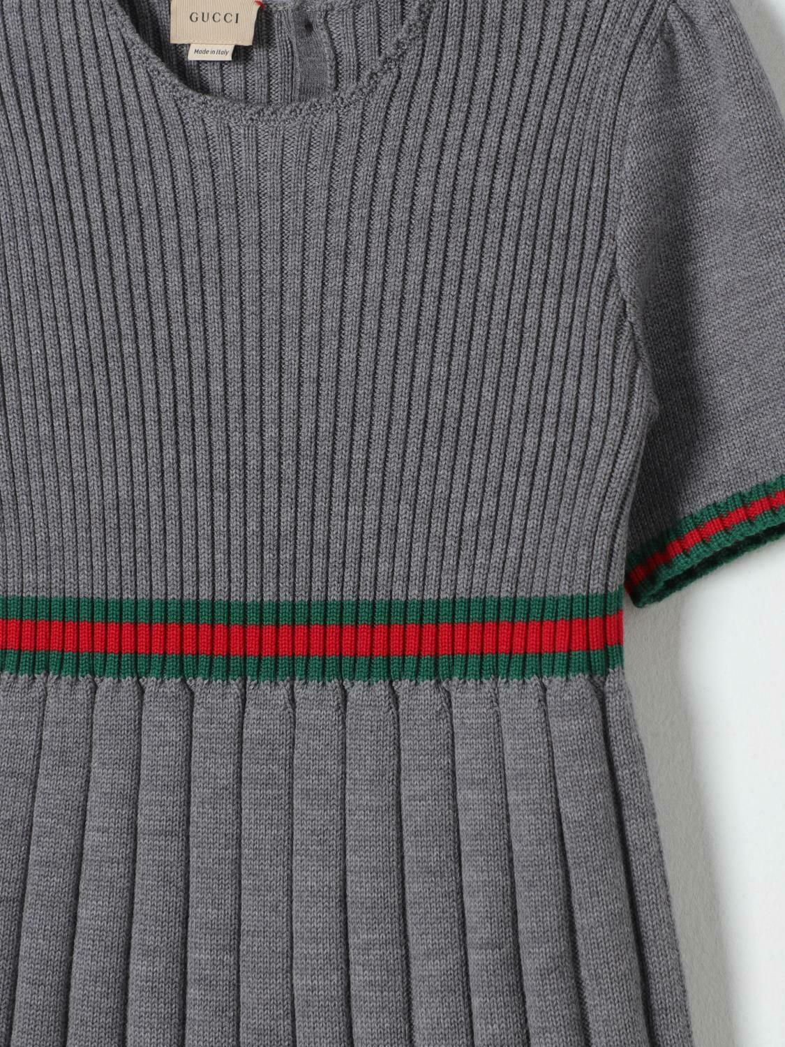 Ribbed Knit Pleated Dress Web Stripe - Grey / 12 EU