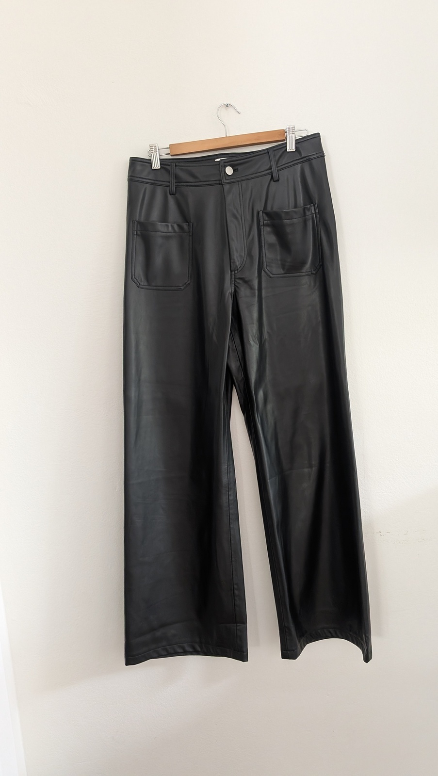 Faux leather wide leg pants 