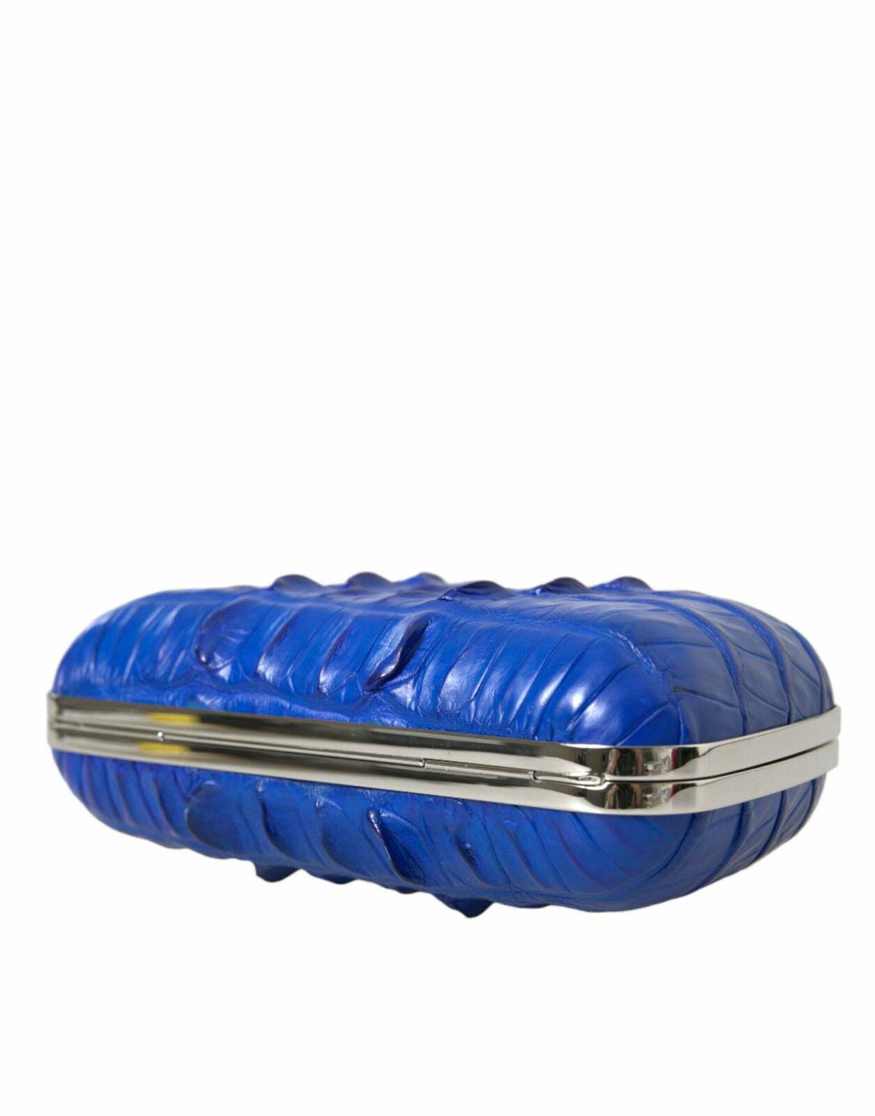Exquisite Electric Crocodile Skin Leather Clutch - Blue / One Size