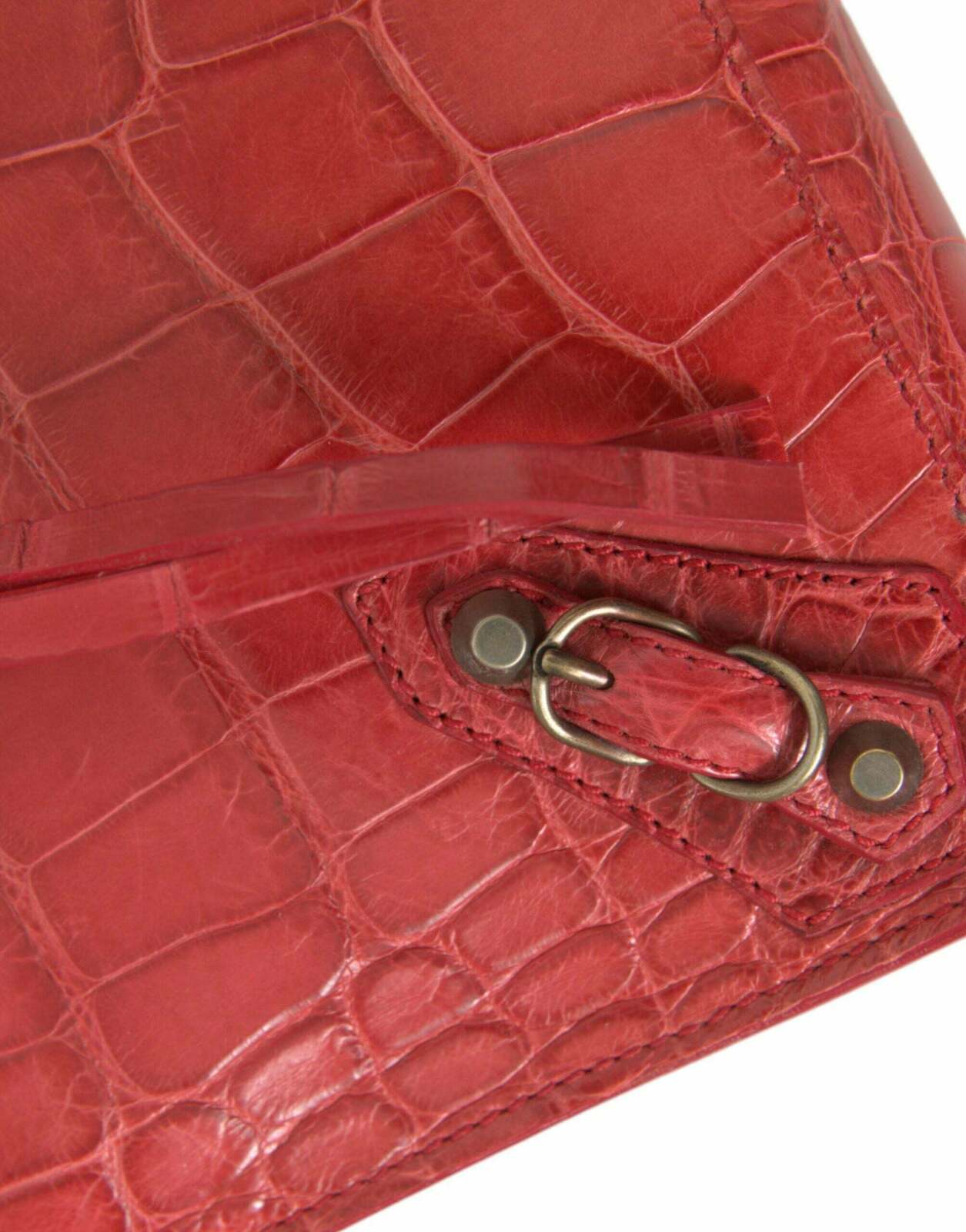 Premium Alligator Leather  Clutch with Zipper Closure - Red / One Size
