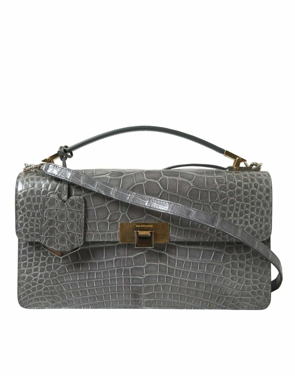 Exquisite Alligator Leather Medium Shoulder Bag - Gray / One Size
