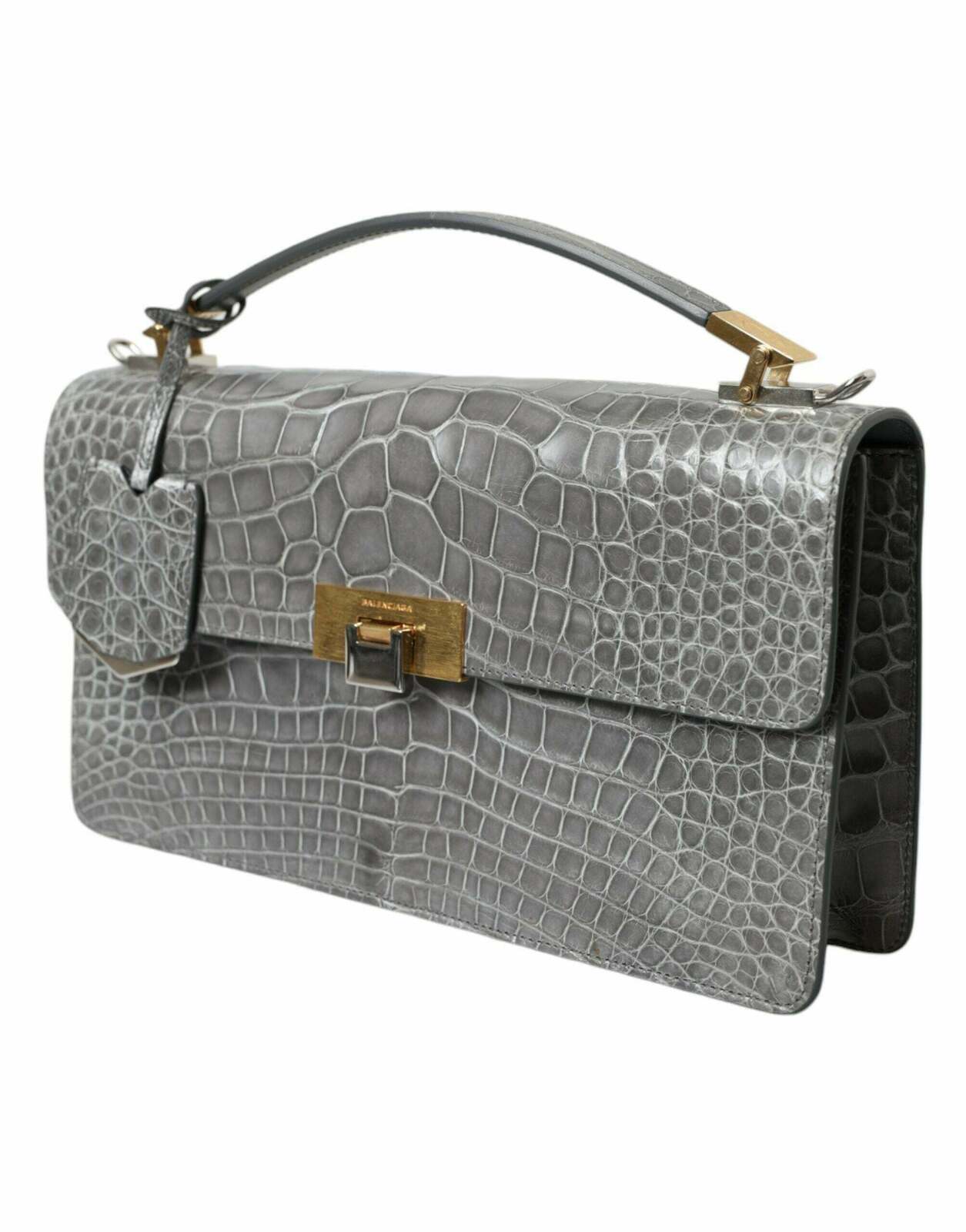 Exquisite Alligator Leather Medium Shoulder Bag - Gray / One Size