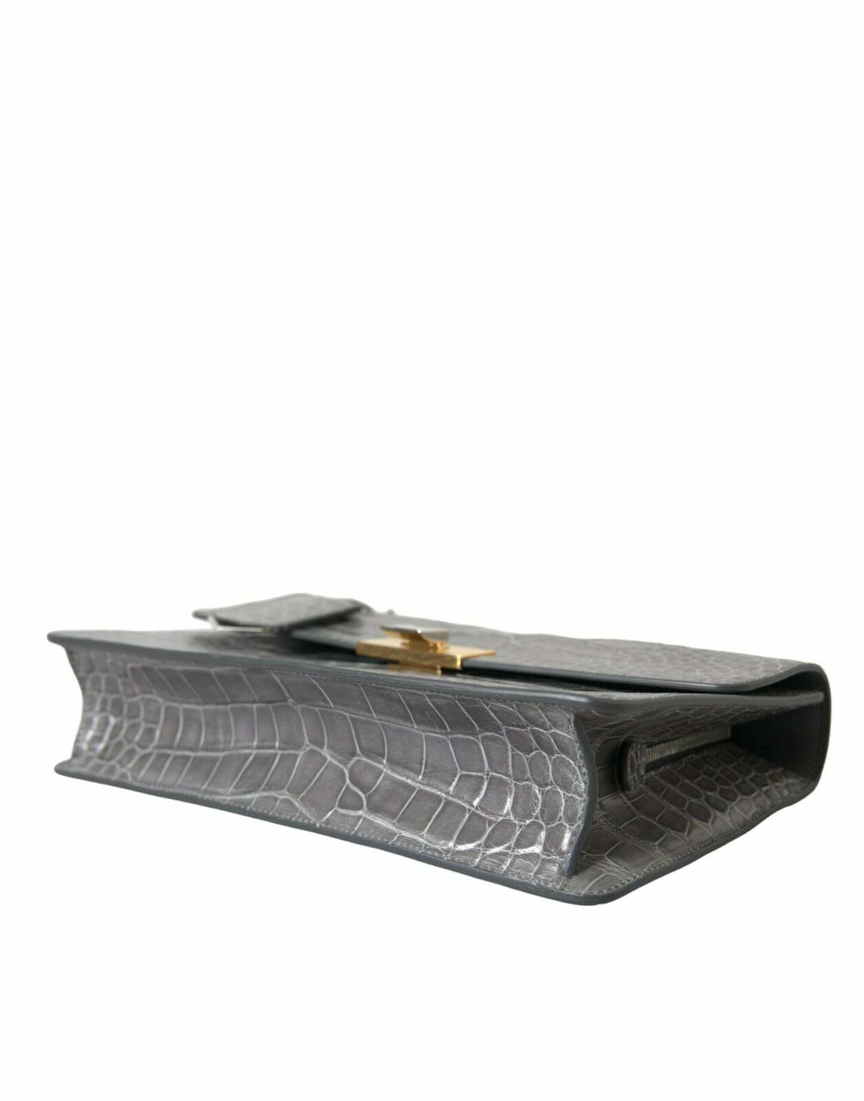 Exquisite Alligator Leather Medium Shoulder Bag - Gray / One Size