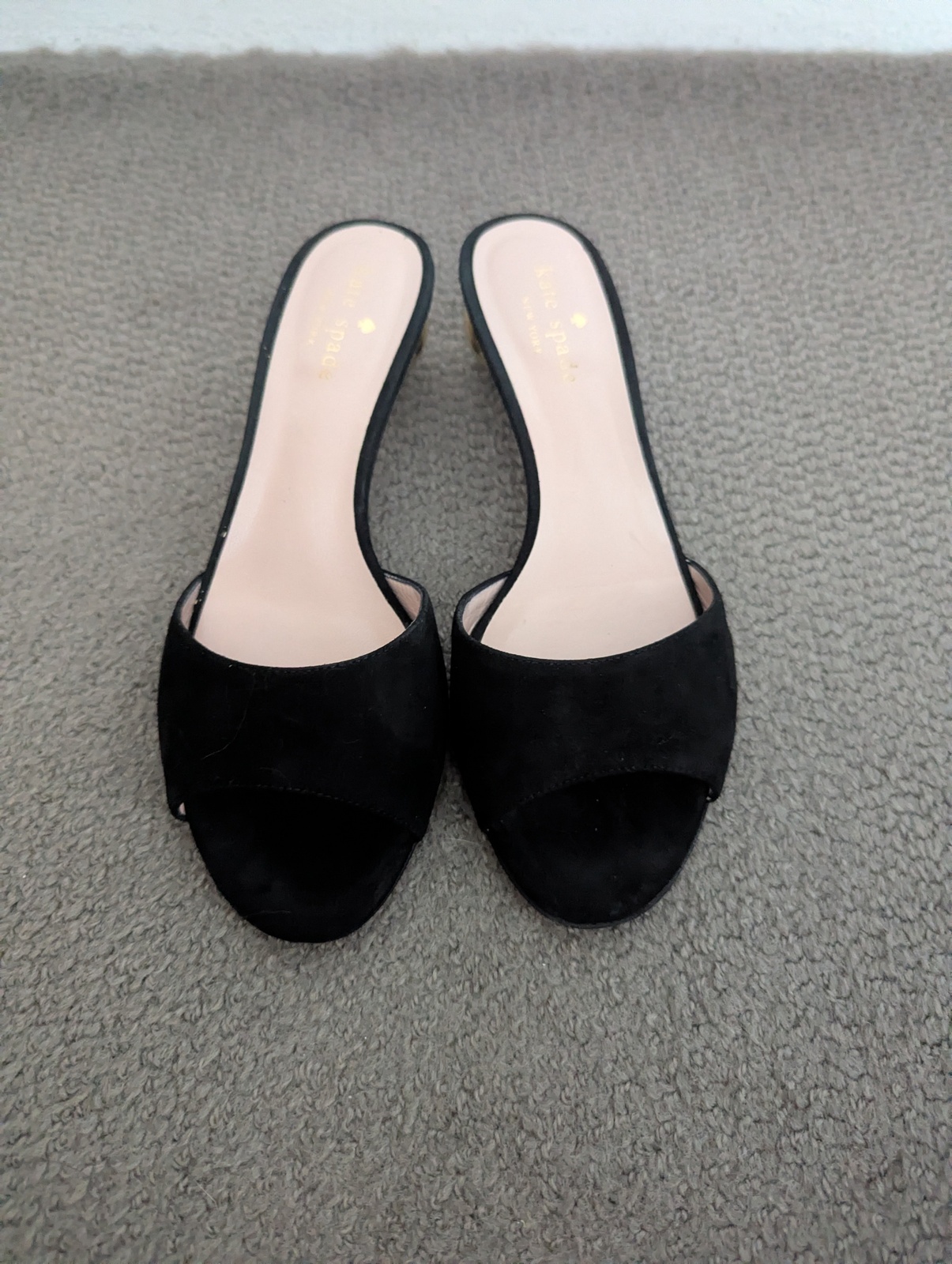 Paisley black suede mules size 6.5