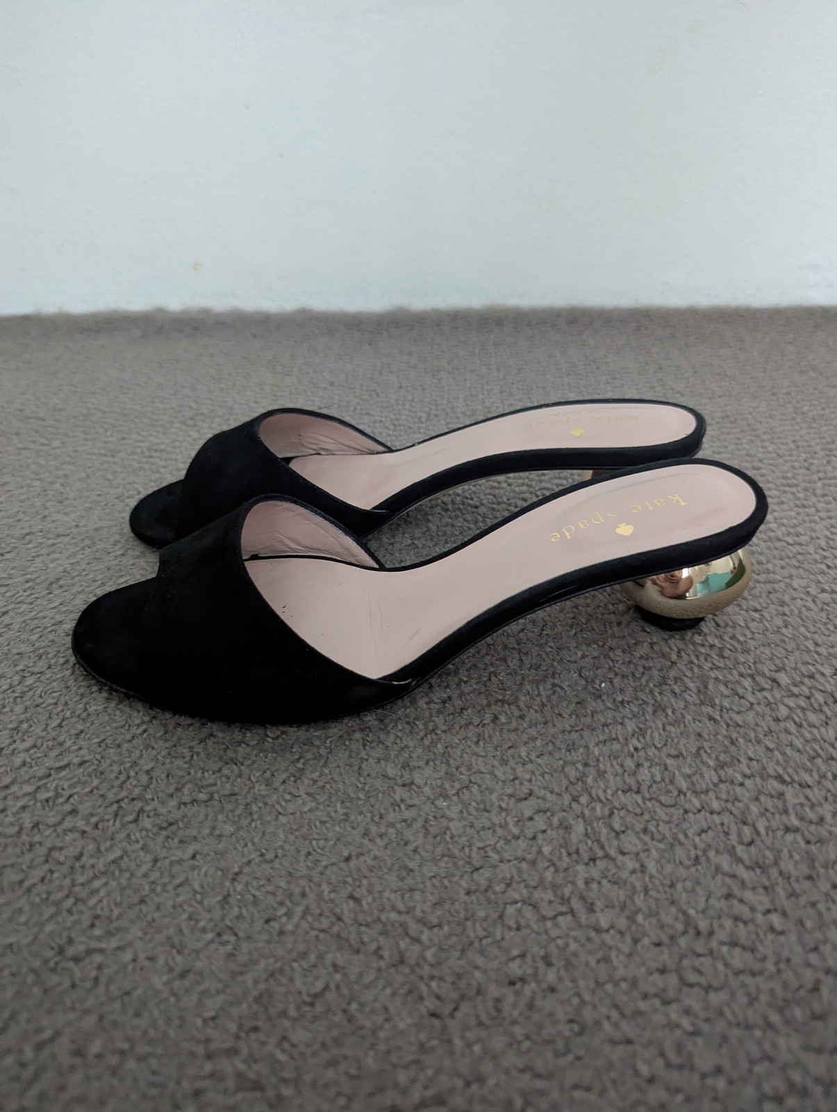 Paisley black suede mules size 6.5