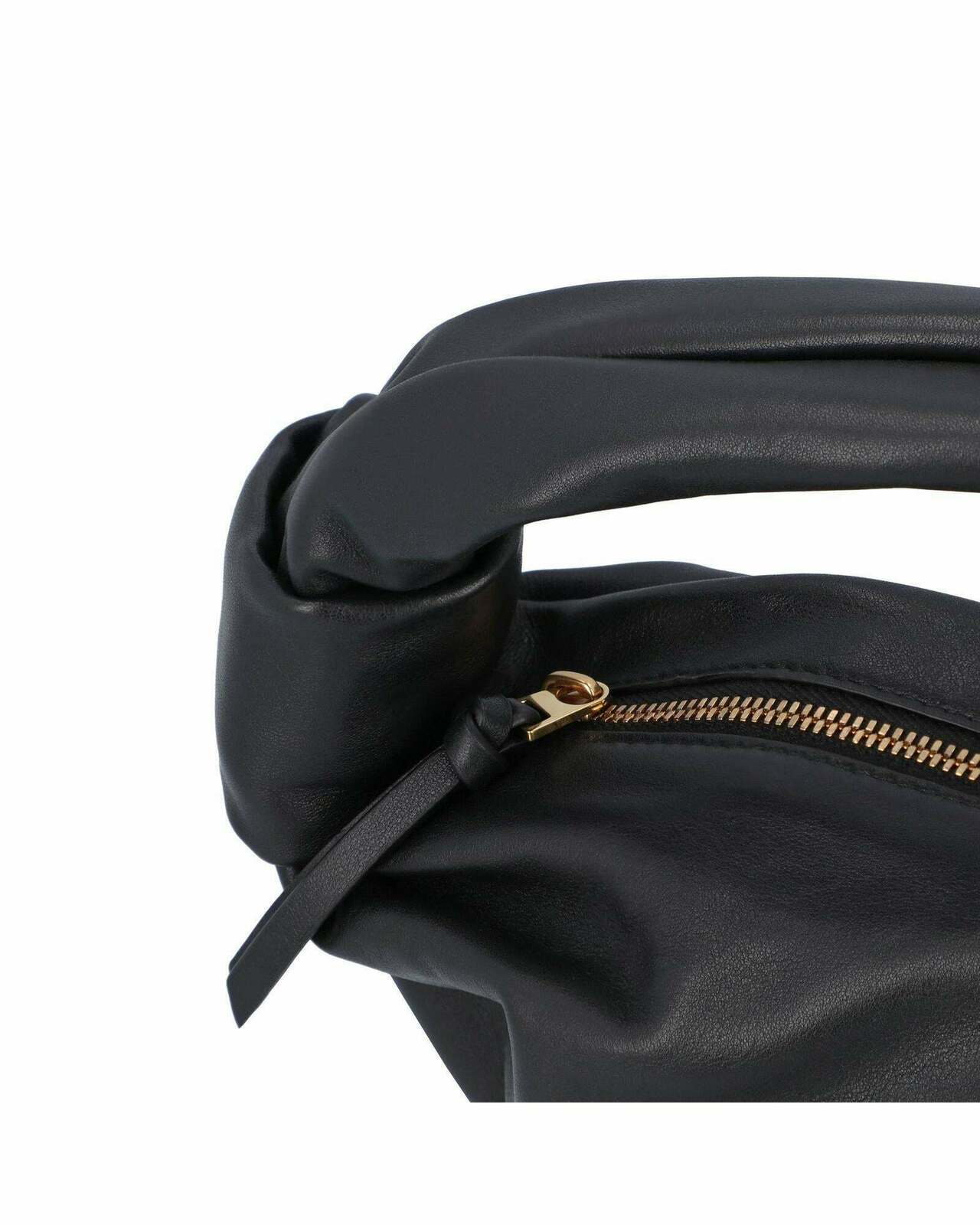 Black Leather Double Knot Mini Top Handle Bag - Black / One Size