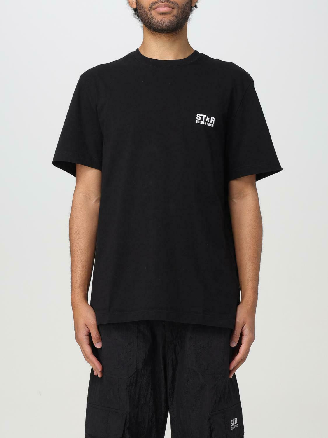 Crew Neck Cotton Jersey T-Shirt with Short Sleeves and Graphic Print - Black / XL FR