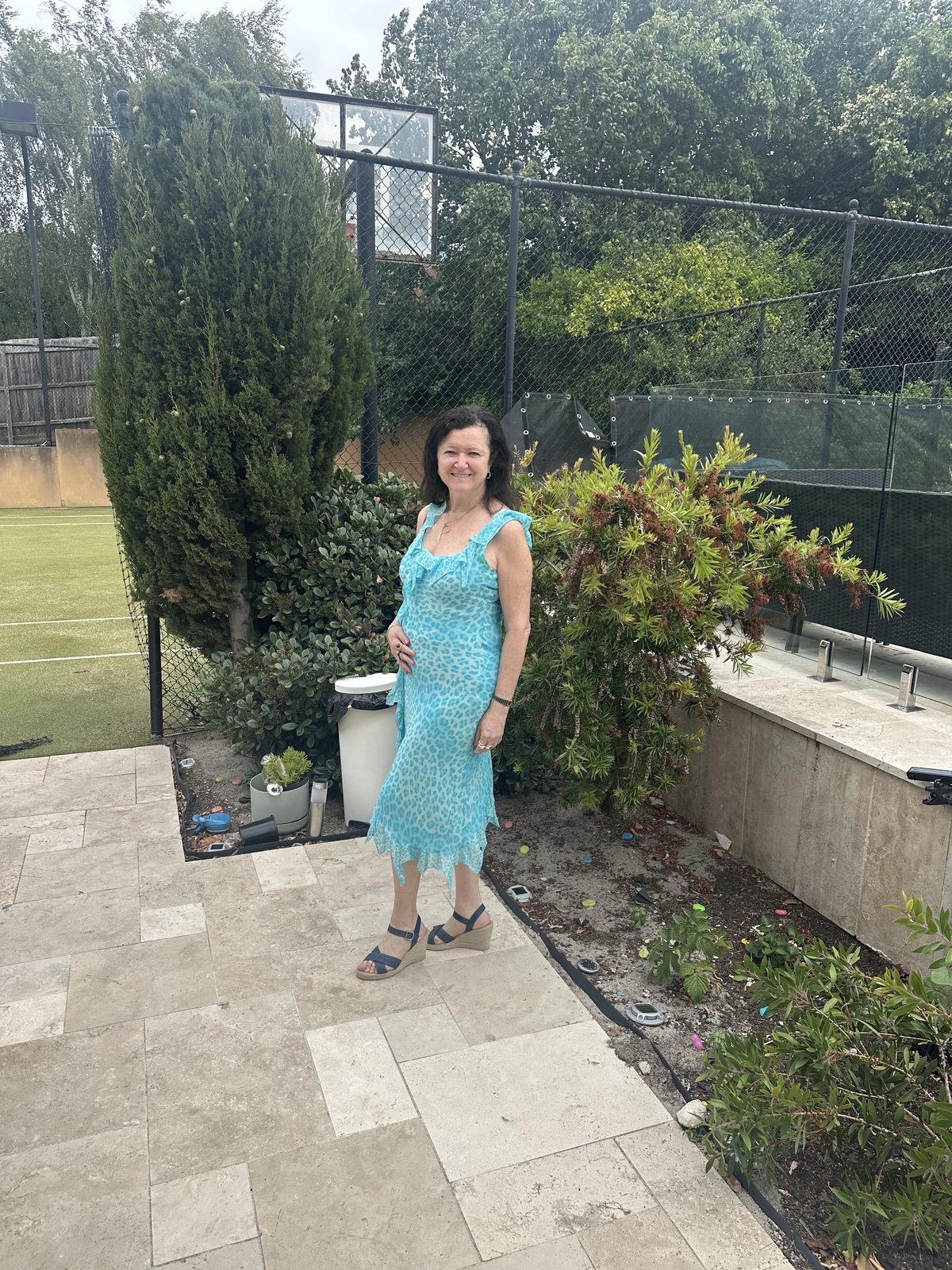 New 100% Silk, Italian blue dress, no tag, size 12 (L)