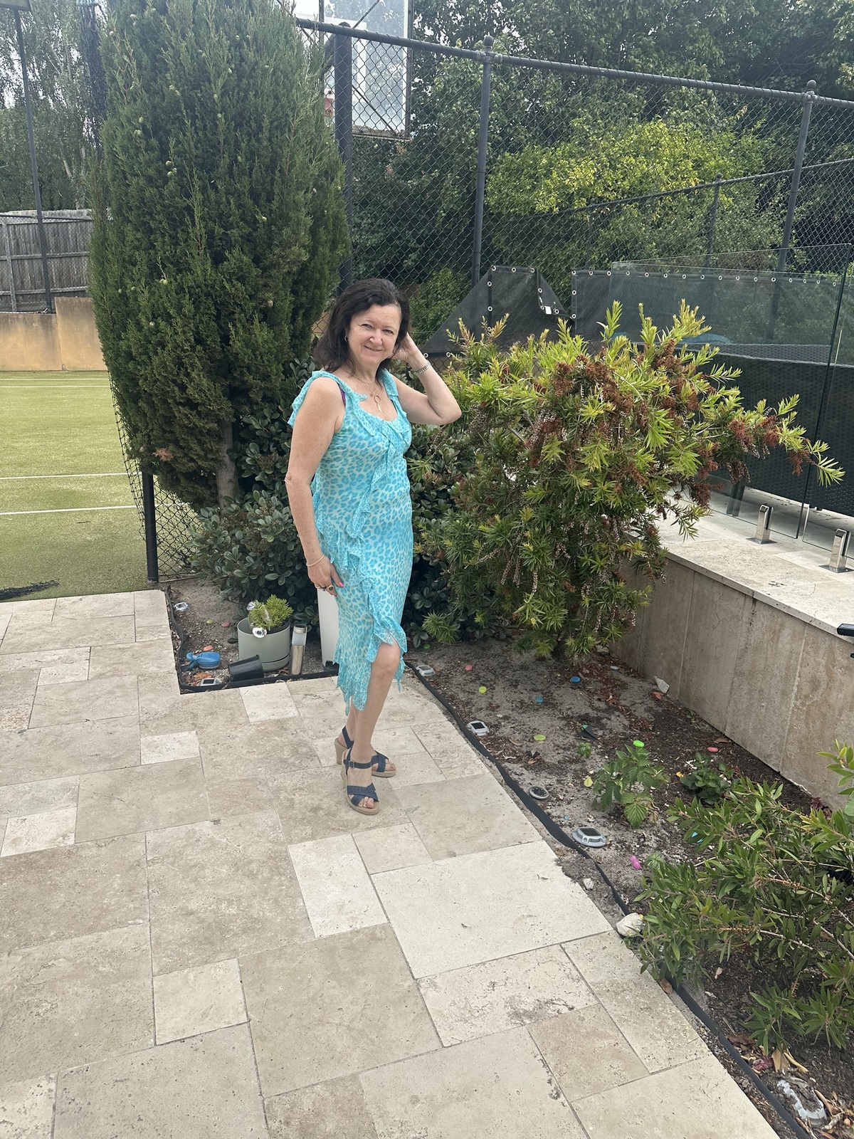 New 100% Silk, Italian blue dress, no tag, size 12 (L)