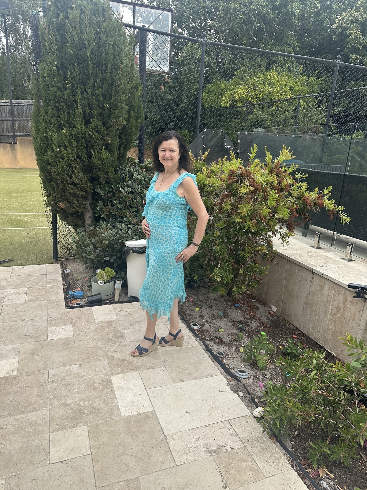 New 100% Silk, Italian blue dress, no tag, size 12 (L)