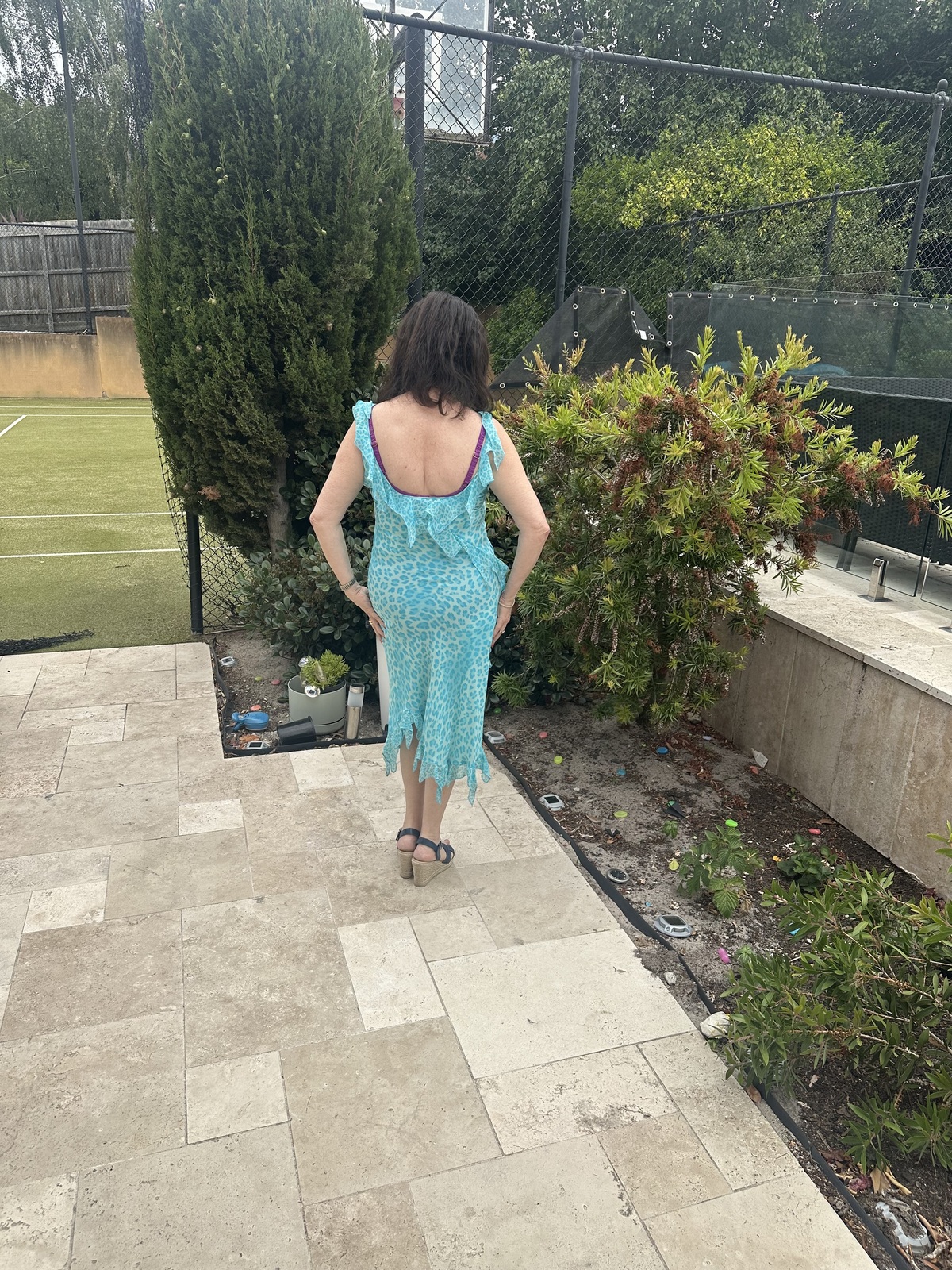 New 100% Silk, Italian blue dress, no tag, size 12 (L)