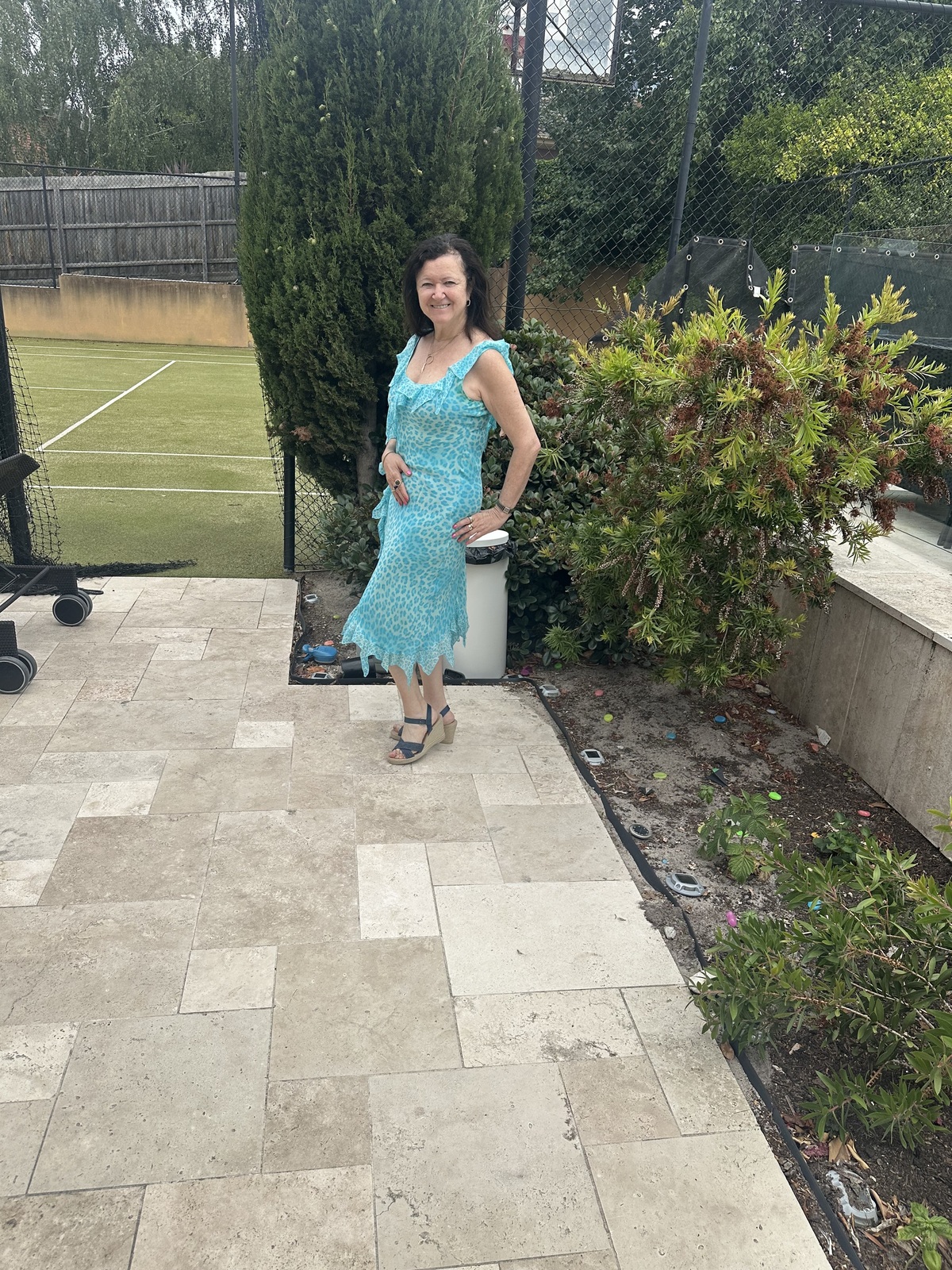 New 100% Silk, Italian blue dress, no tag, size 12 (L)