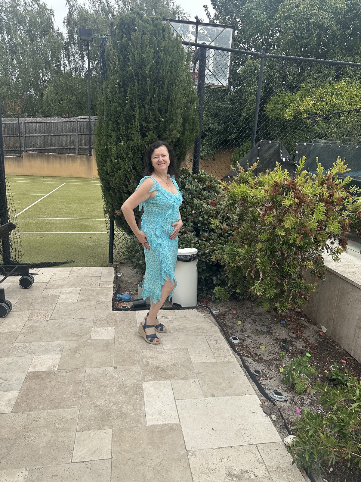 New 100% Silk, Italian blue dress, no tag, size 12 (L)