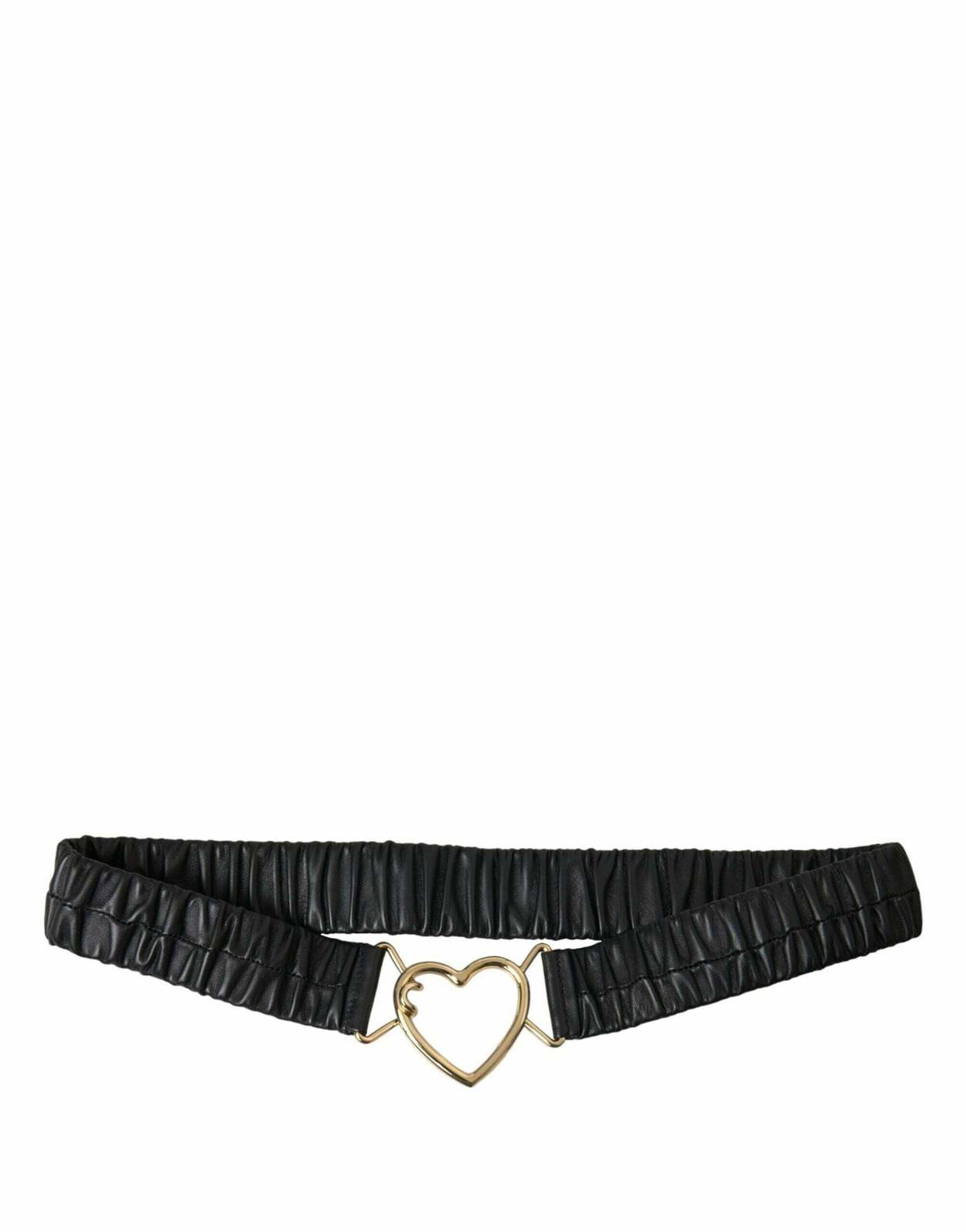 Heart Buckle Leather Belt - Black / 85 cm
