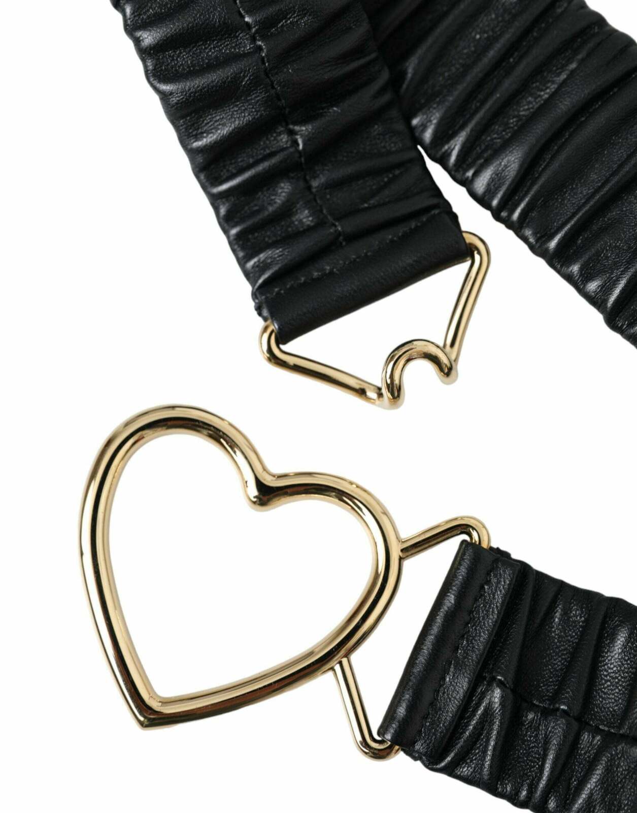 Heart Buckle Leather Belt - Black / 85 cm