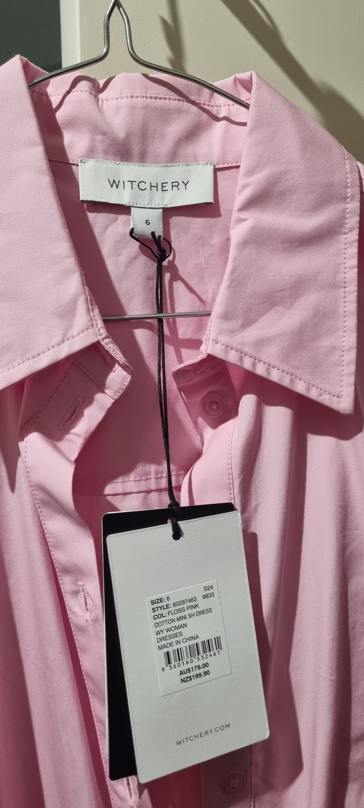 Cotton Mini Shirt Dress Floss Pink 6