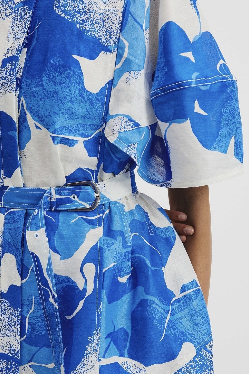 Size 14 Print Organza Mini Dress Marine Textured Geo