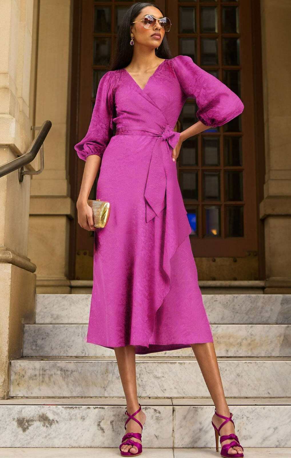 CHATEAU WRAP DRESS MAGENTA