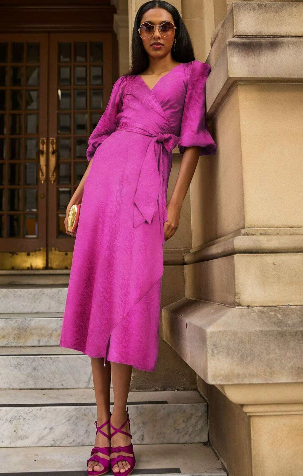 CHATEAU WRAP DRESS MAGENTA