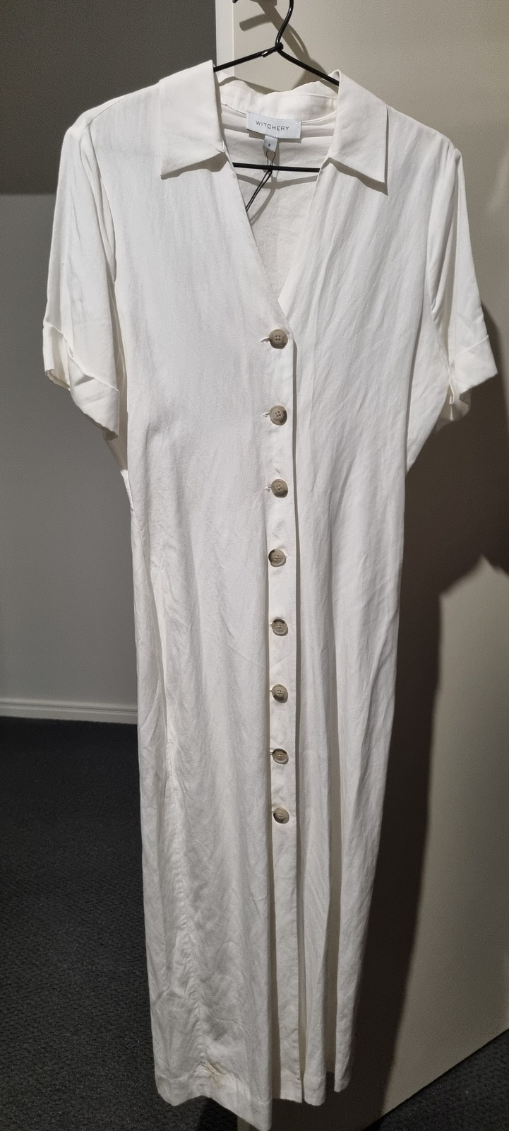 Collared Button Dress Fresh White 8