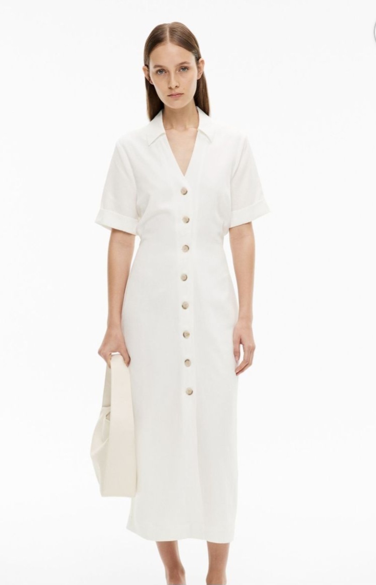 Collared Button Dress Fresh White 8