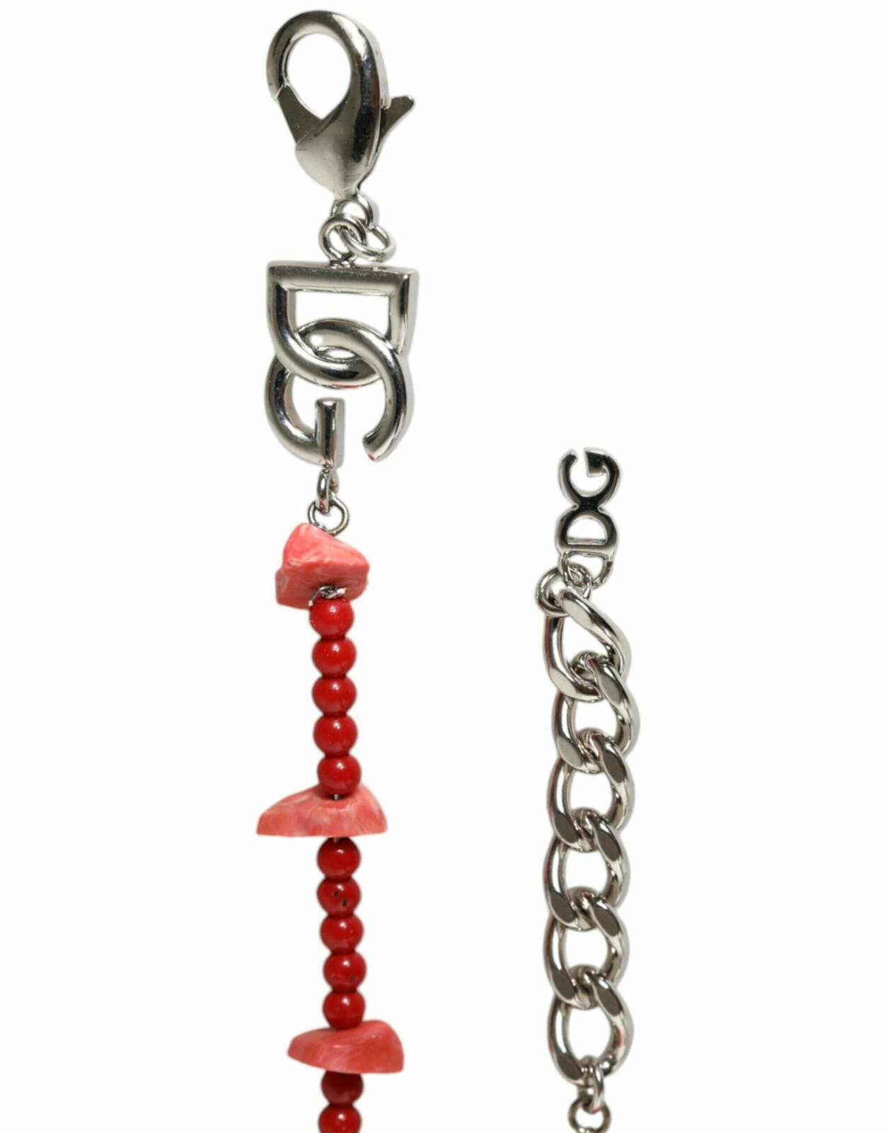 Tone Brass Beaded Resin DG Logo Chain Bracelet - Silver / One Size