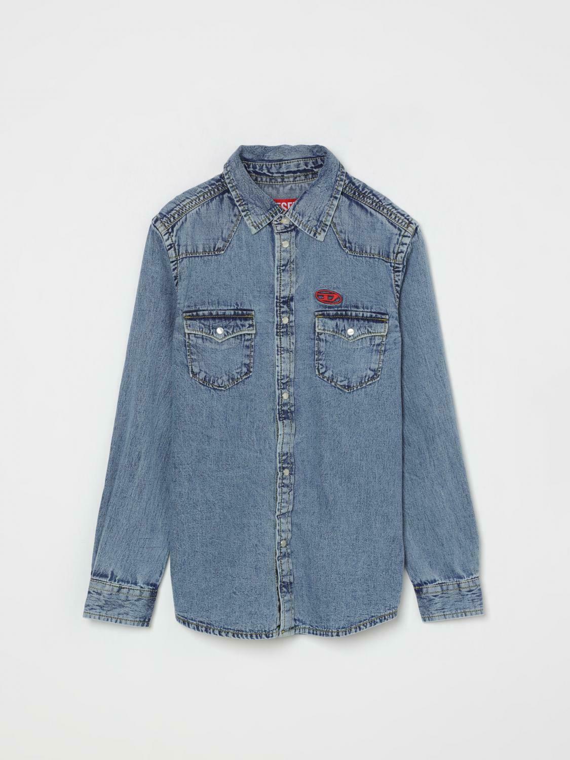Denim Western Shirt with Chest Pockets - Denim / 16 IT